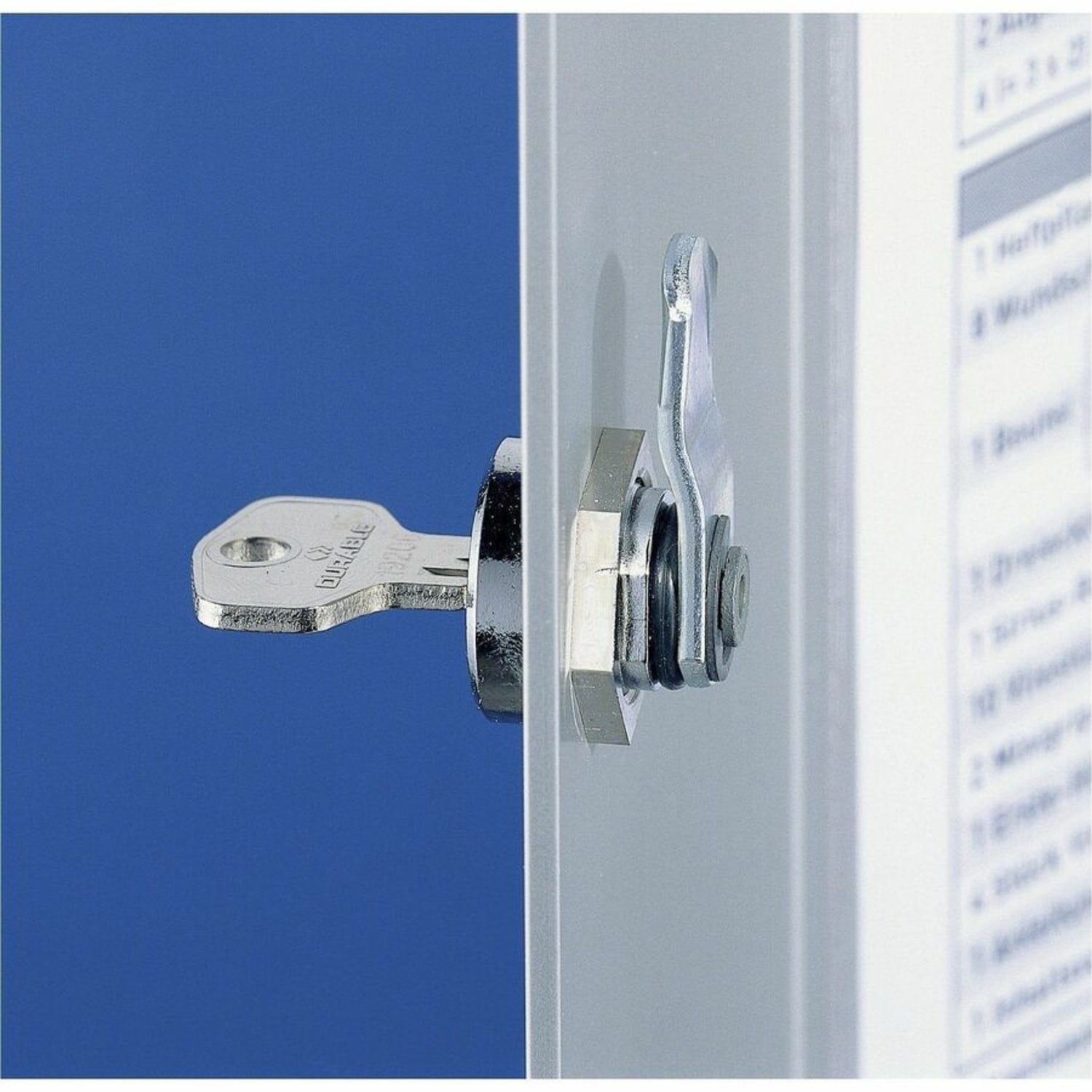 Durable 54-Key Locking Tag-Style Aluminum Key Tag Cabinet, 11in x 11 3/4in x 4 5/8in, Silver - Image 5