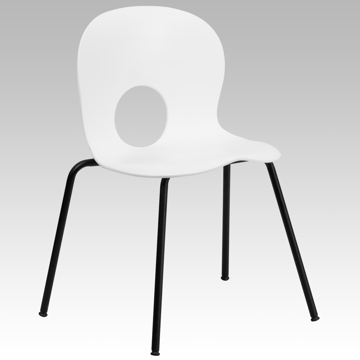 Flash Furniture HERCULES Series 770 lb. Capacity Designer Plastic Stack Chair with Black Frame, White - Image 3