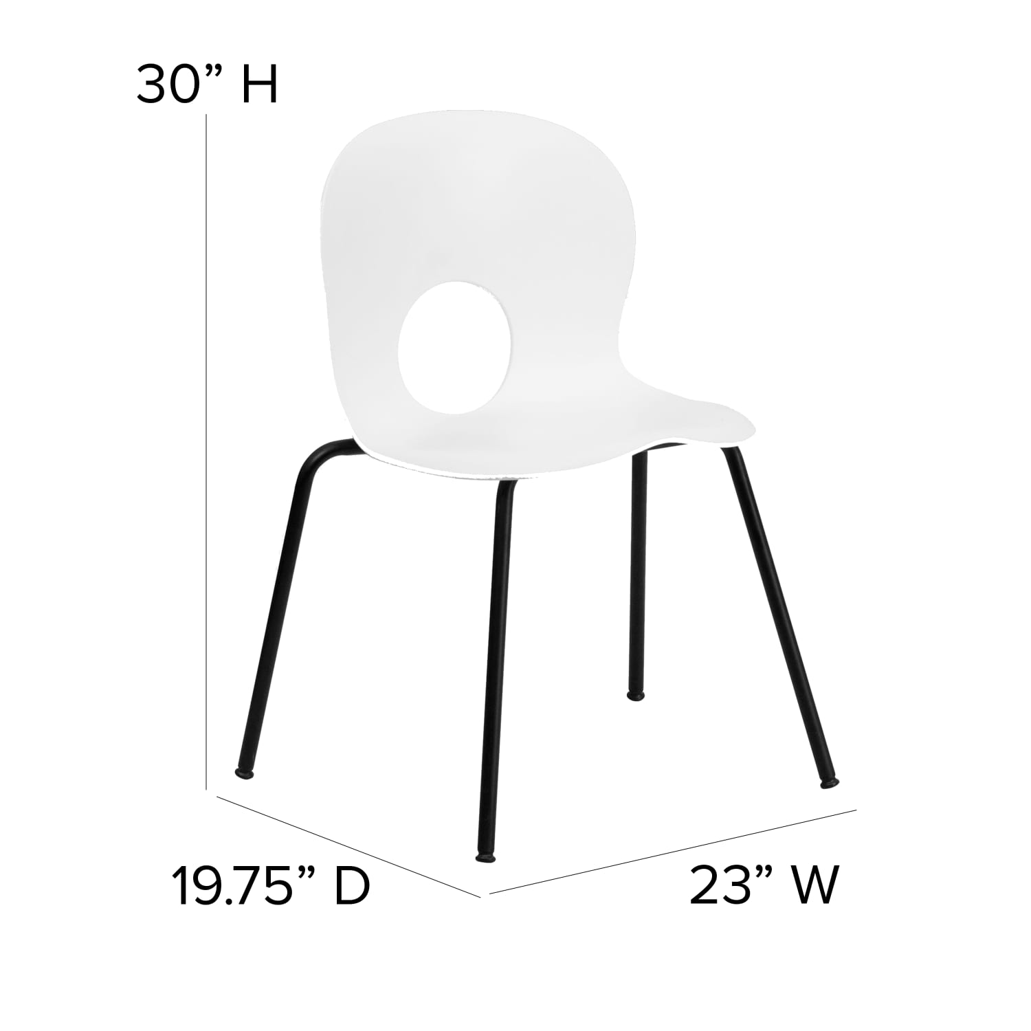 Flash Furniture HERCULES Series 770 lb. Capacity Designer Plastic Stack Chair with Black Frame, White - Image 5