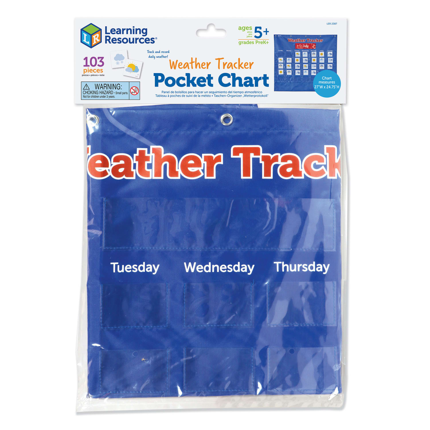 Learning Resources Weather Tracker Pocket Chart, Multicolor
