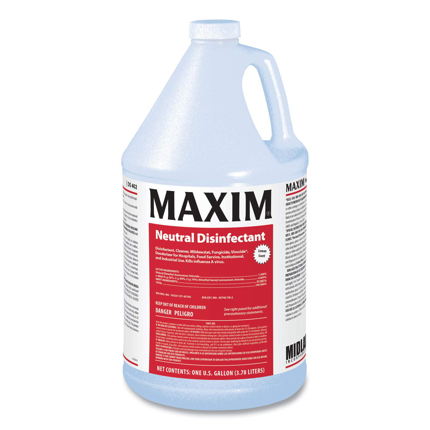 Maxim Neutral Disinfectant, Lemon Scent, 1 gal Bottle, 4/Carton - Image 3