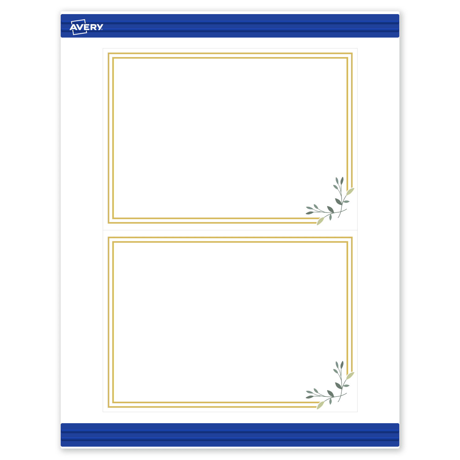 Avery Printable Invitation Cards With Sure Feed Technology, 5in x 7in, Matte White With Gold Double Border Floral Design, Pack Of 20 - Image 3