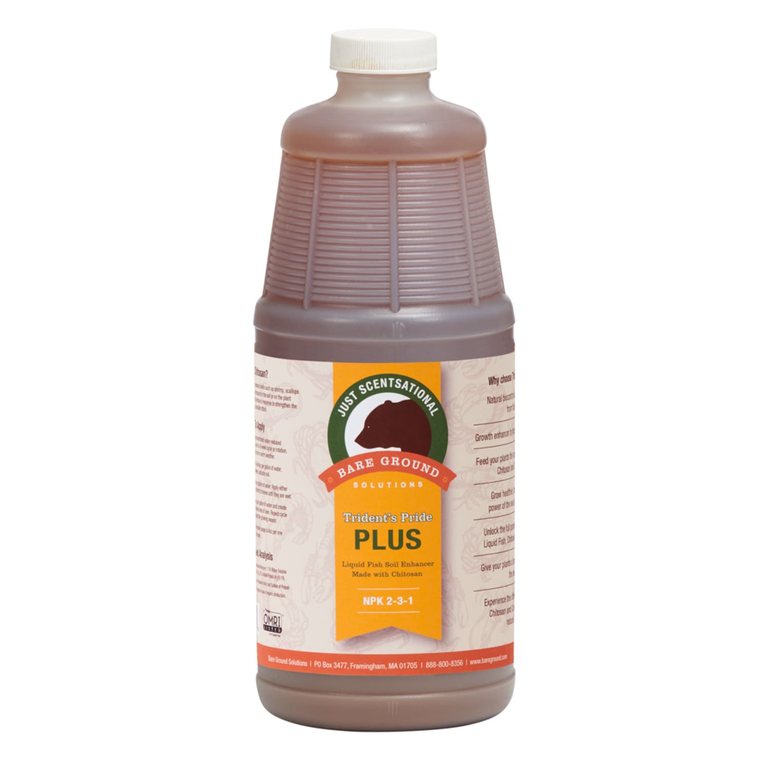 Just Scentsational Tridents Pride Plus Liquid Fish Fertilizer With Brown Algae And Chitosan, 1 Quart