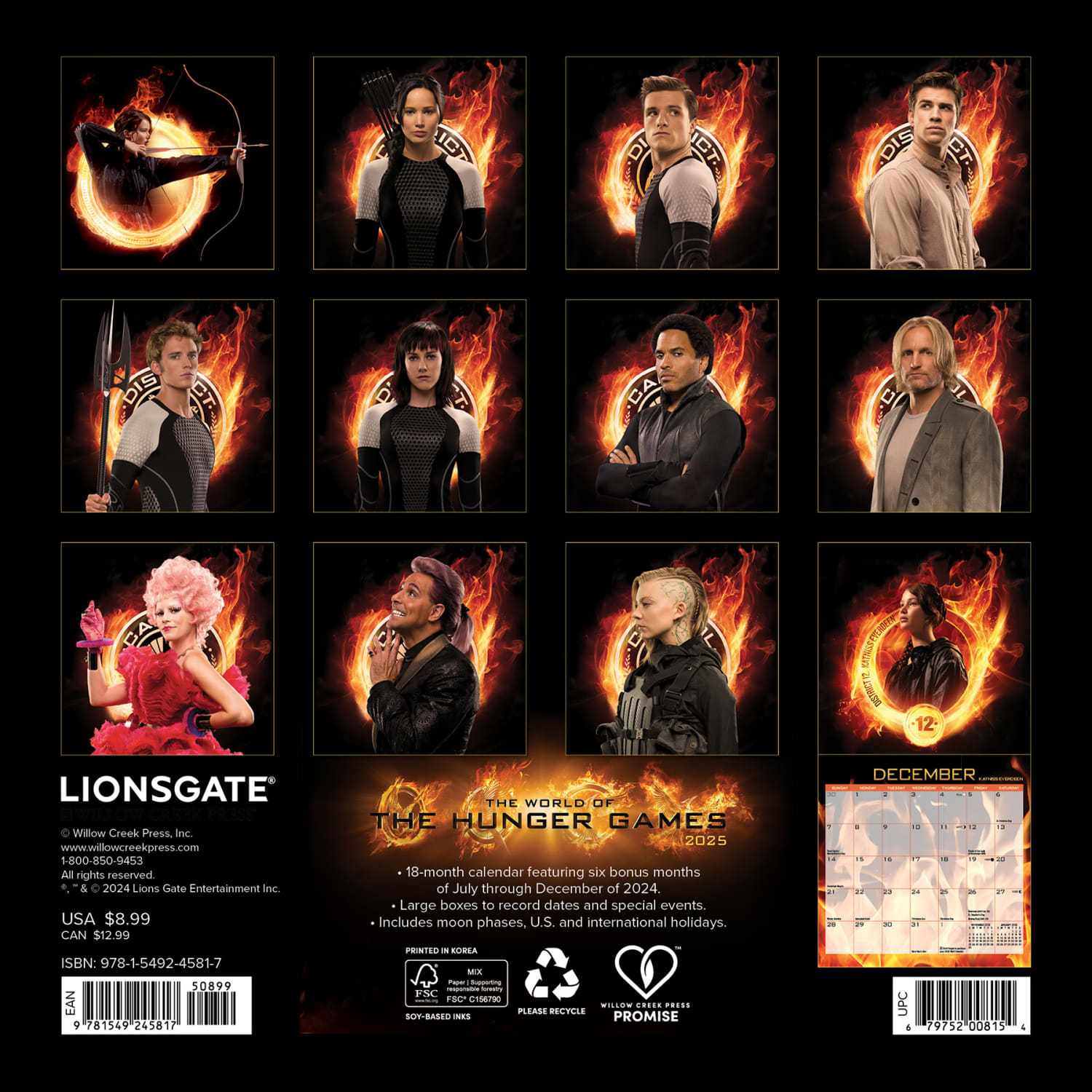 2025 Willow Creek Press Mini Wall Calendar, 7in x 7in, The World Of Hunger Games, January 2025 To December 2025, 45817 - Image 6