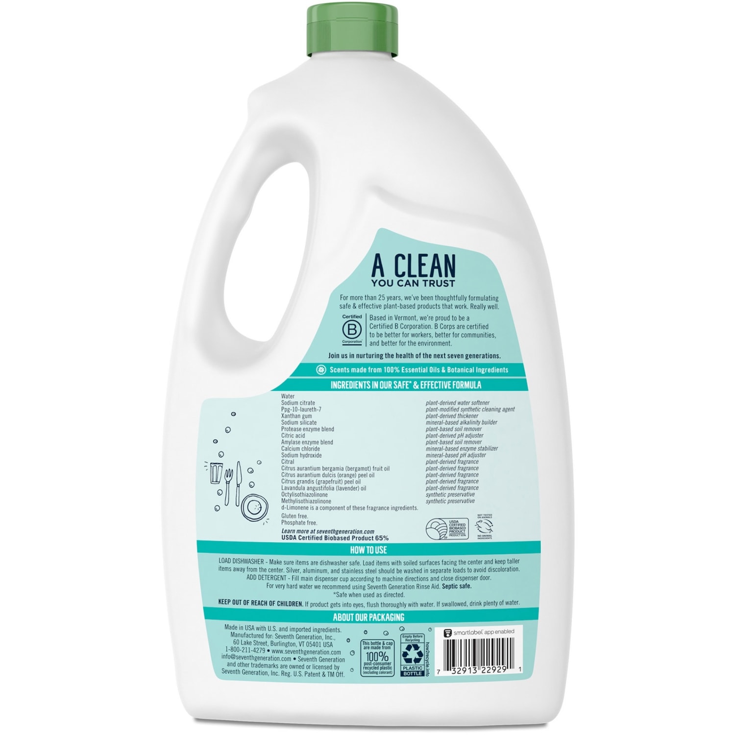 Seventh Generation Ultra Power Plus Dishwasher Detergent - 65 fl oz (2 quart) - Fresh Scent - 6 / Carton - Image 4