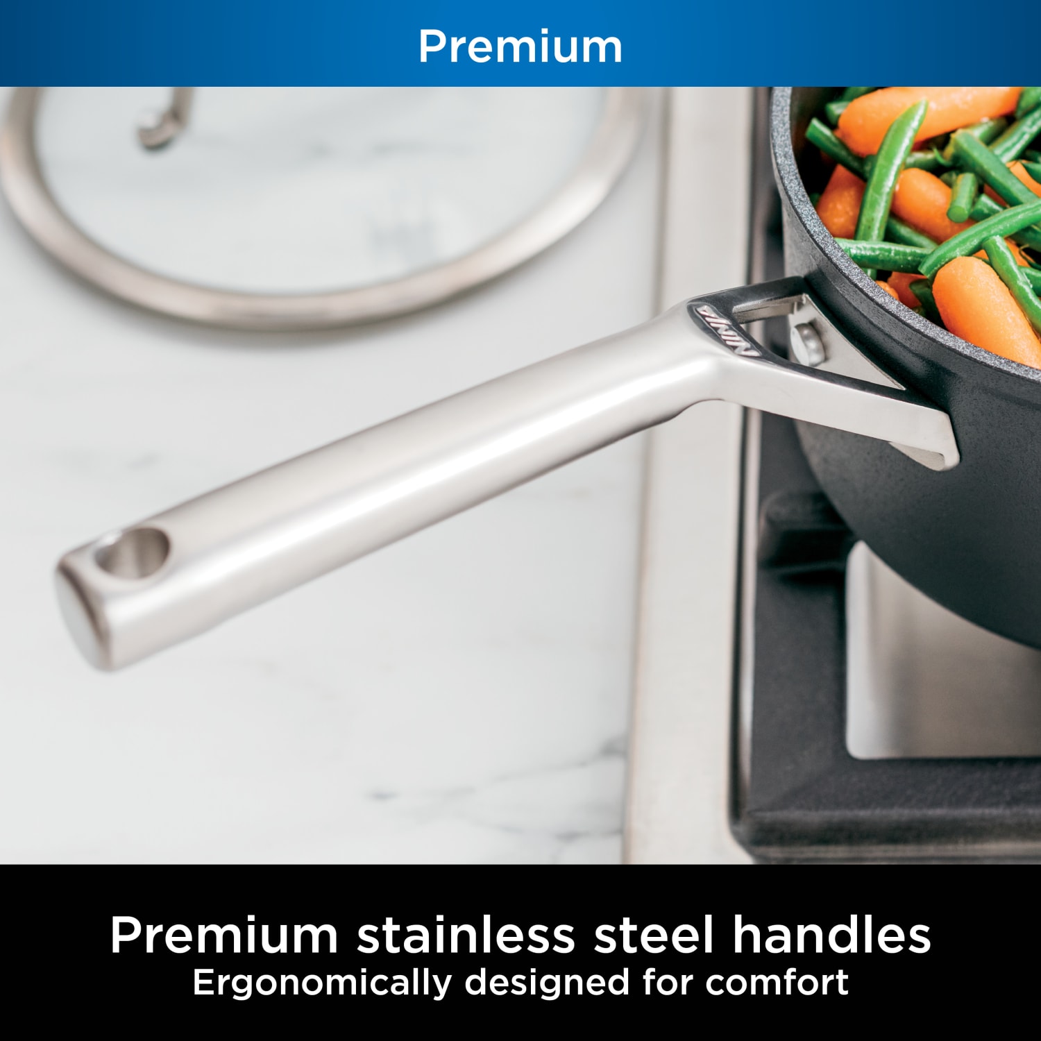 Ninja Foodi NeverStick Premium Hard-Anodized 2.5-Quart Saucepan, Slate Gray - Image 3
