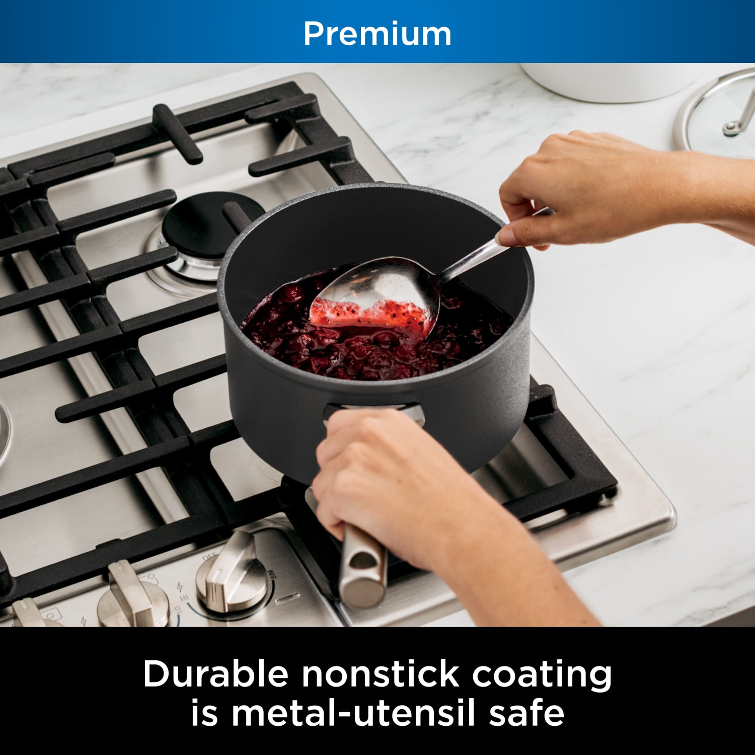 Ninja Foodi NeverStick Premium Hard-Anodized 2.5-Quart Saucepan, Slate Gray - Image 6
