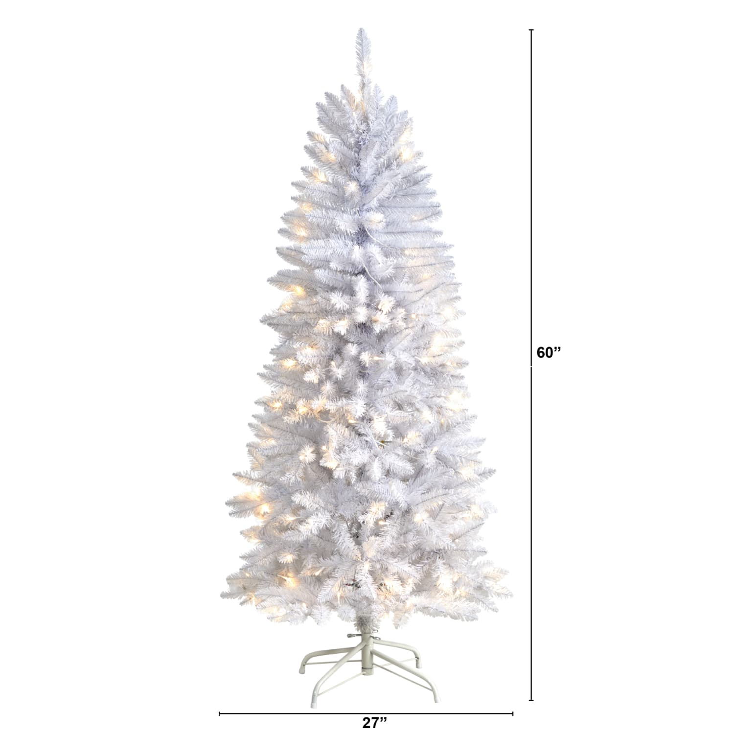 Nearly Natural Slim Artificial Christmas Tree, 5'H, White - Image 3