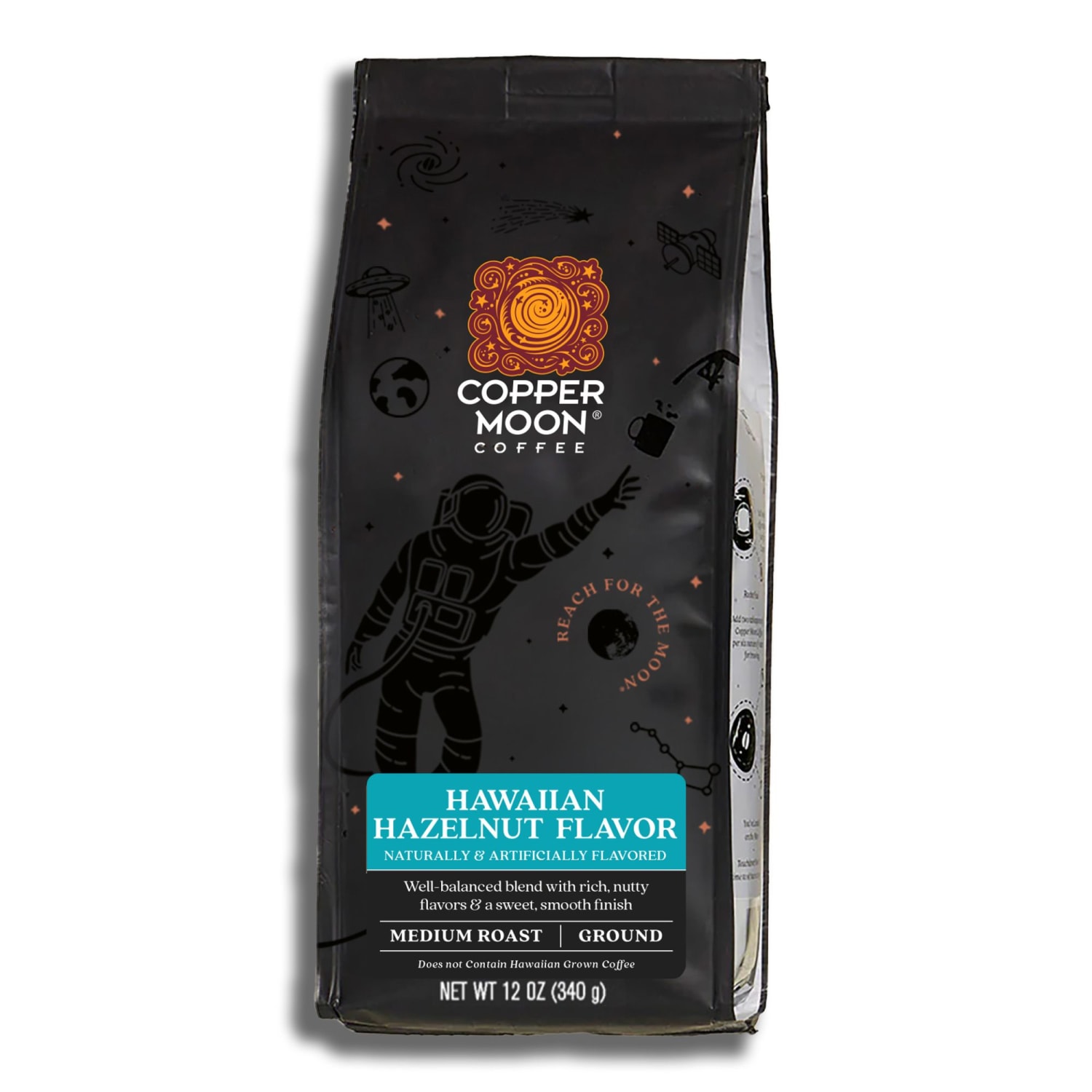 Copper Moon Coffee, Ground, Medium Roast, Hawaiian Hazelnut Blend, 12 Oz