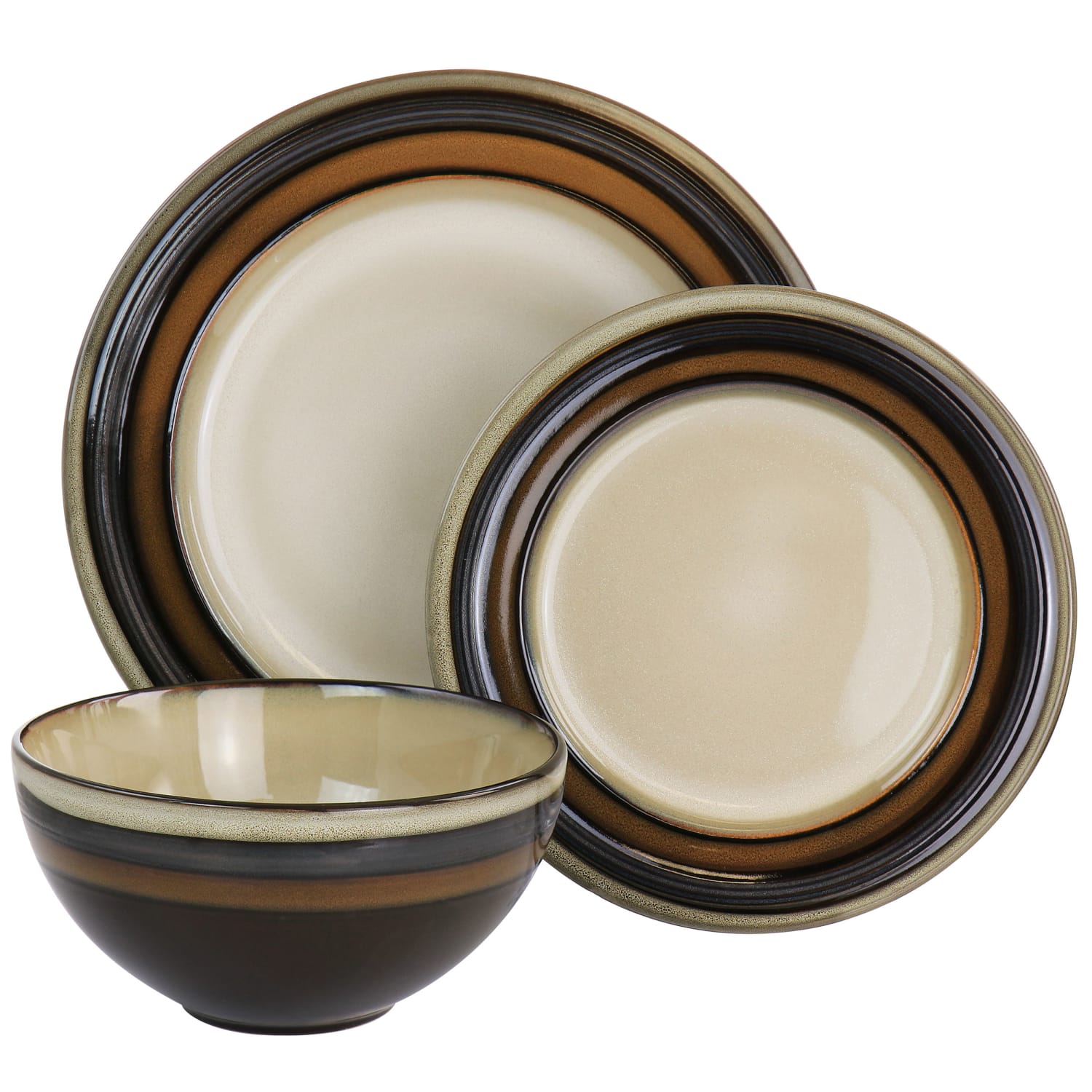 Gibson Elite Everston 12-Piece Dinnerware Set, Brown - Image 3