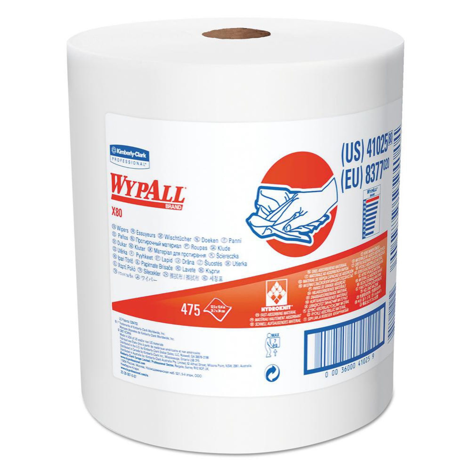 Wypall PowerClean X80 Heavy Duty Cloths - For Industry, Manufacturing Facility - 12.20inx12.50in- Absorbent, Durable, Strong, Reusable, Reinforced