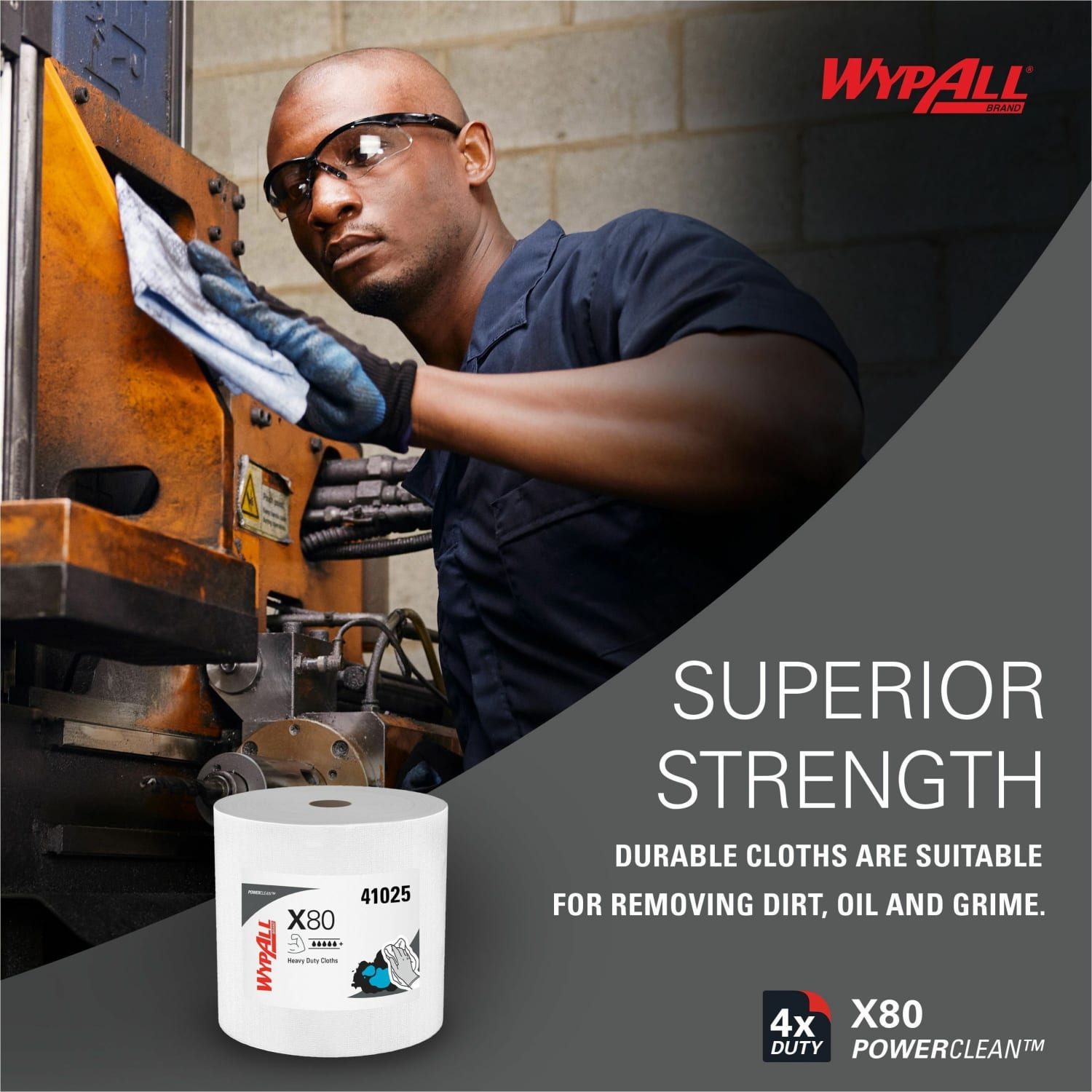 Wypall PowerClean X80 Heavy Duty Cloths - For Industry, Manufacturing Facility - 12.20in Length x 12.50in Width - Absorbent, Durable, Strong, Reusable, Reinforced - White - 1 Roll - Image 6