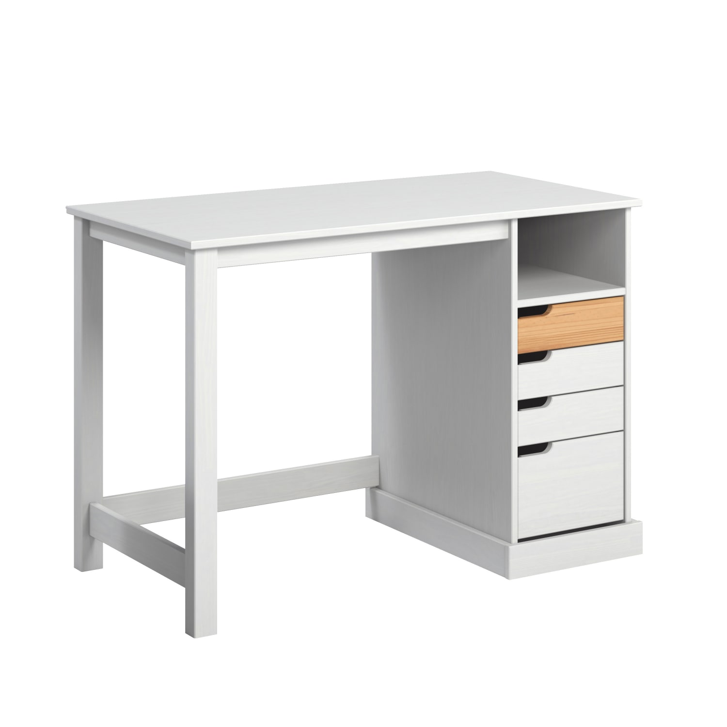 Trendfurn Mestre 43inW Desk With Storage, White/Honey - Image 3