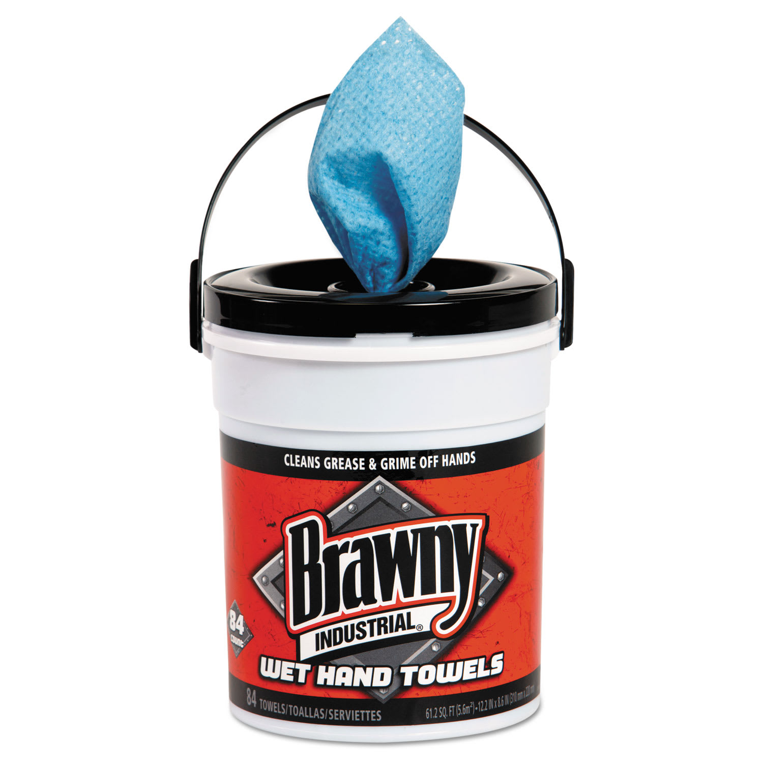 Brawny Professional Wet Hand Towels, 1-Ply, 8.6 x 12.2, Fresh Scent, Blue, 84/Pail, 6/Carton - Image 3