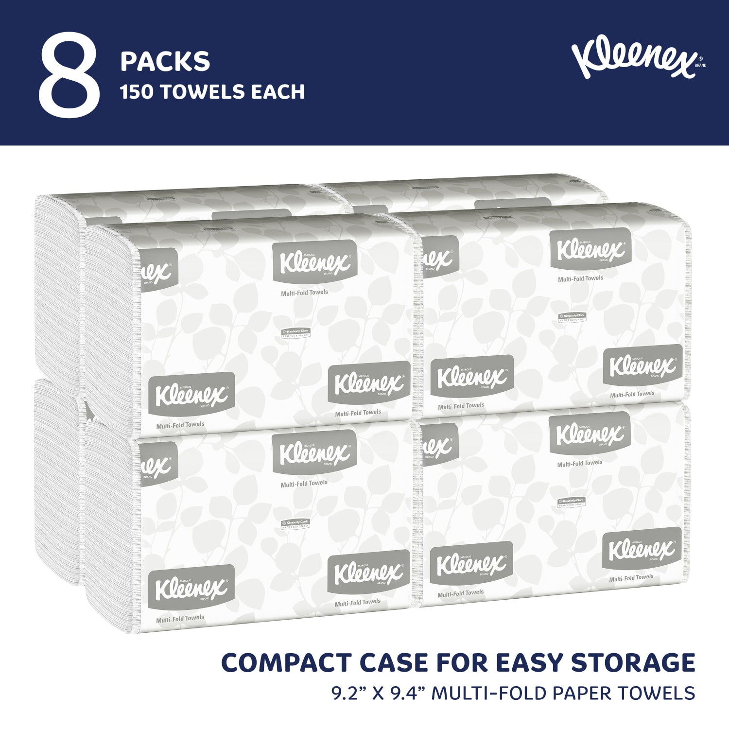 Kleenex Multi-Fold 1-Ply Paper Towels, 150 Sheets per Bundle, 8 Bundles per Carton, 1200 Sheets Total - Image 4