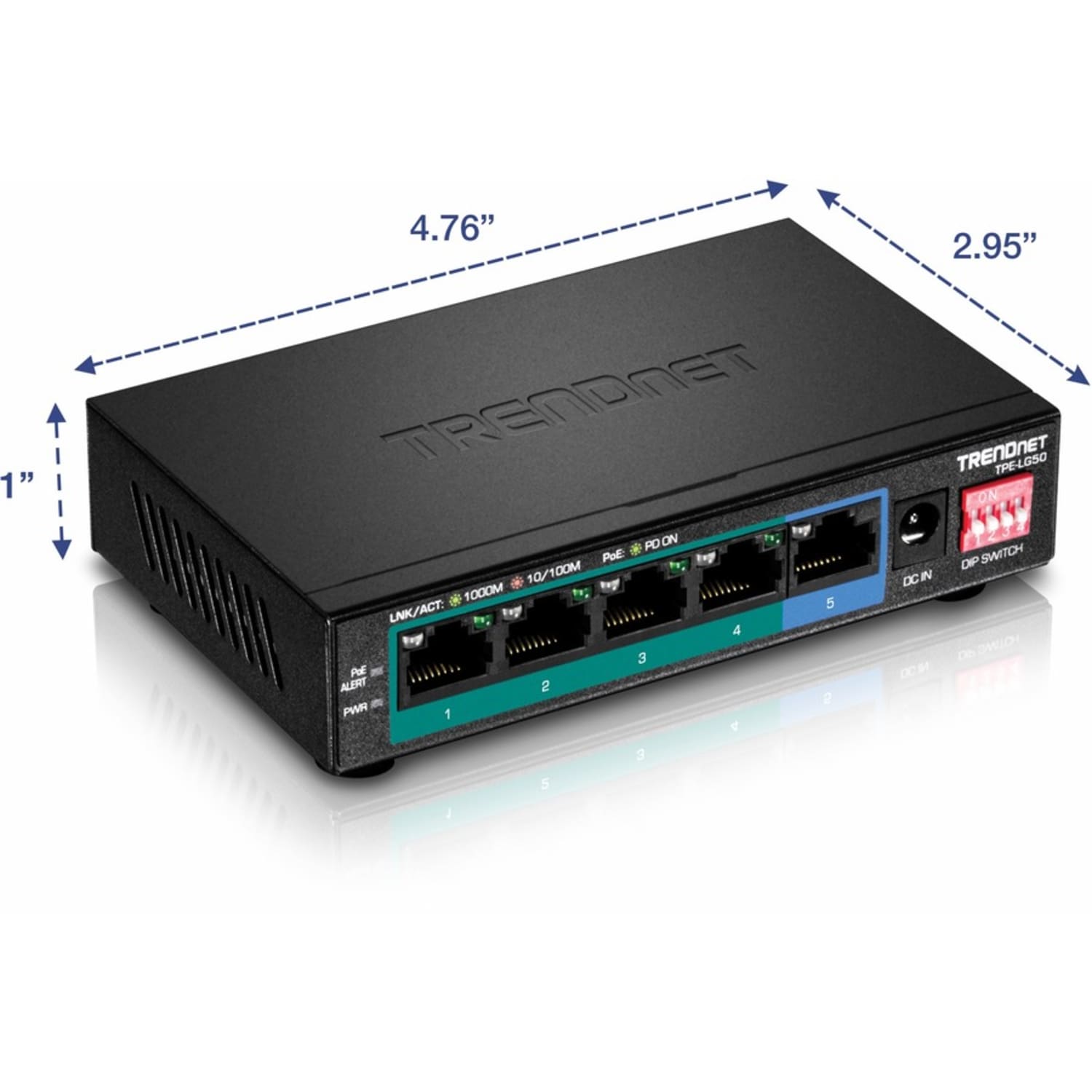 TRENDnet 5-Port Gigabit Long Range PoE+ Switch, 4x Gigabit PoE+ Ports, 1x Gigabit Port, 32W PoE Budget, 10Gbps Switching Capacity - Image 4