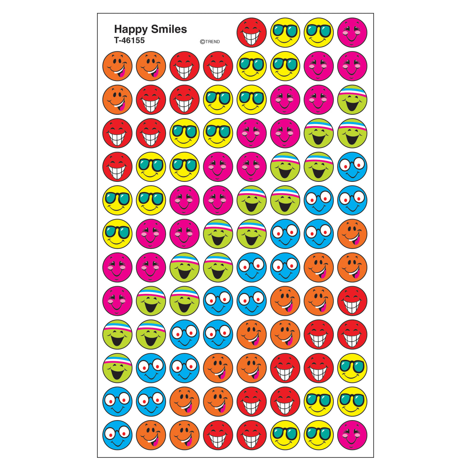 Trend SuperSpots Stickers, Happy Smiles, 800 Stickers Per Pack, Set Of 6 Packs - Image 3