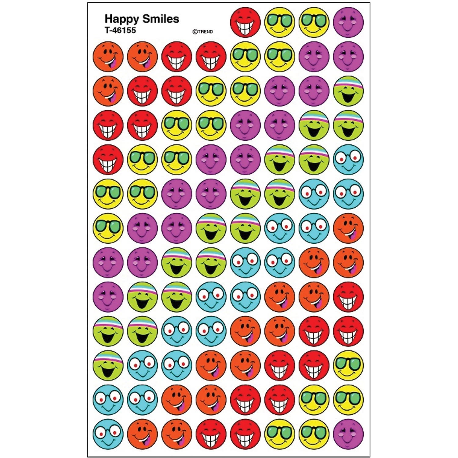 Trend SuperSpots Stickers, Happy Smiles, 800 Stickers Per Pack, Set Of 6 Packs - Image 4