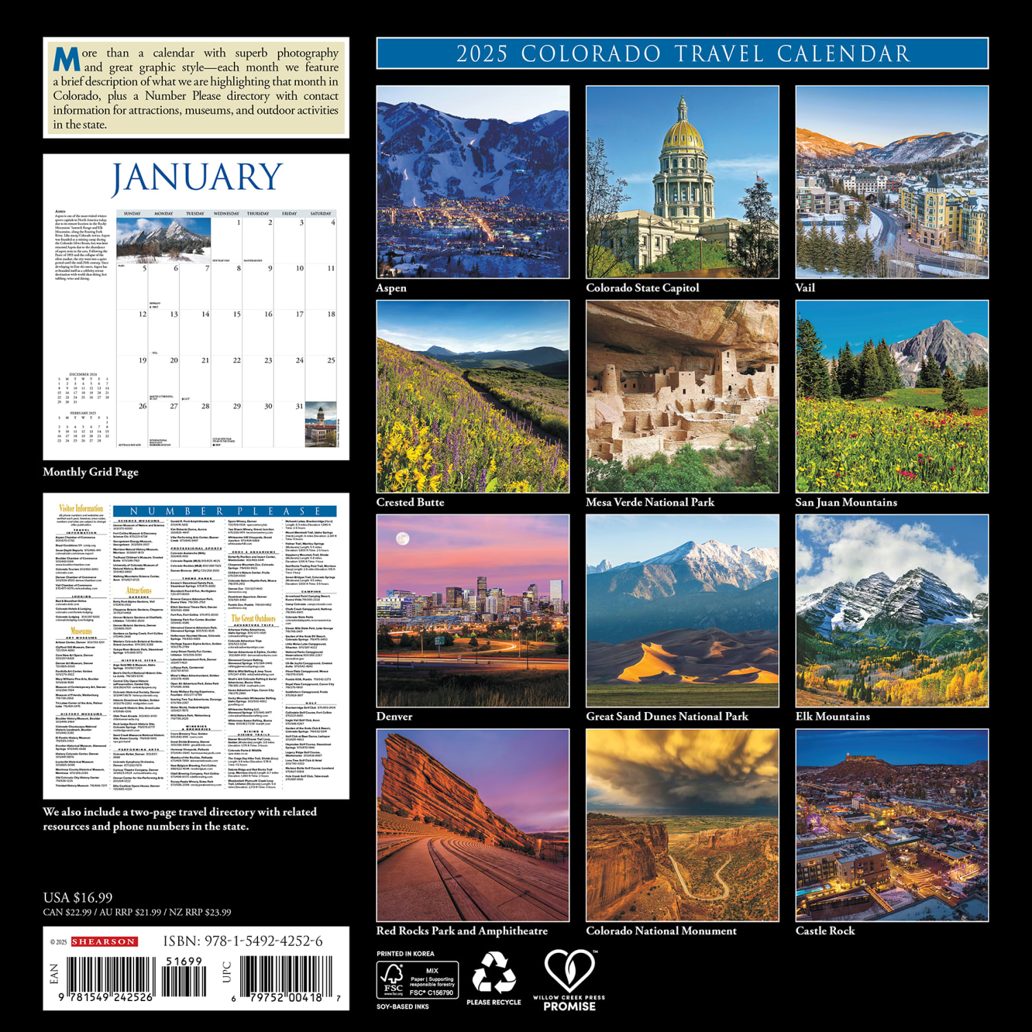 2025 Willow Creek Press Wall Calendar, 12in x 12in, Colorado, January 2025 To December 2025, 42526 - Image 6