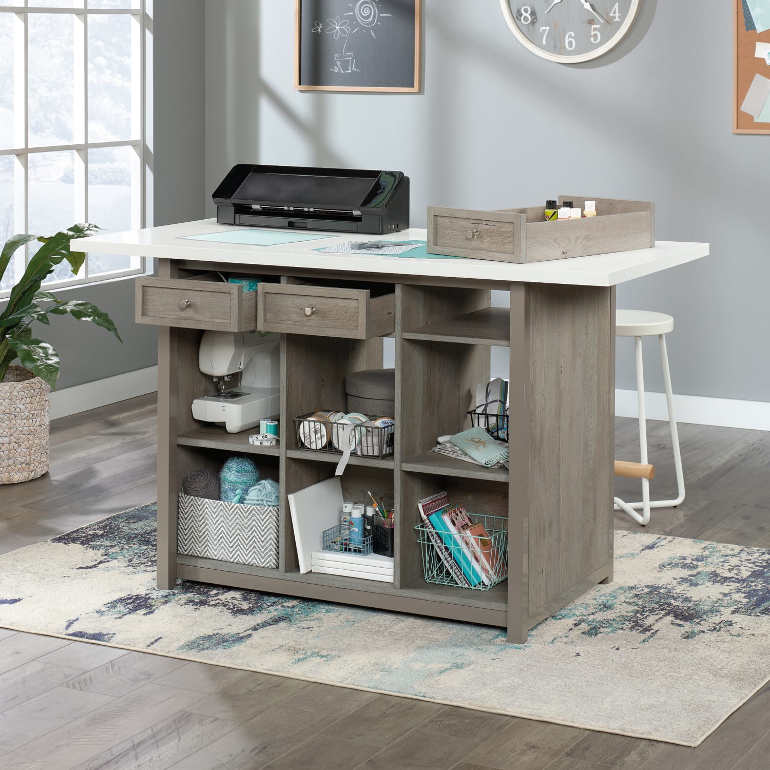Sauder Craft Pro 60inW Work Table, Mystic Oak - Image 6
