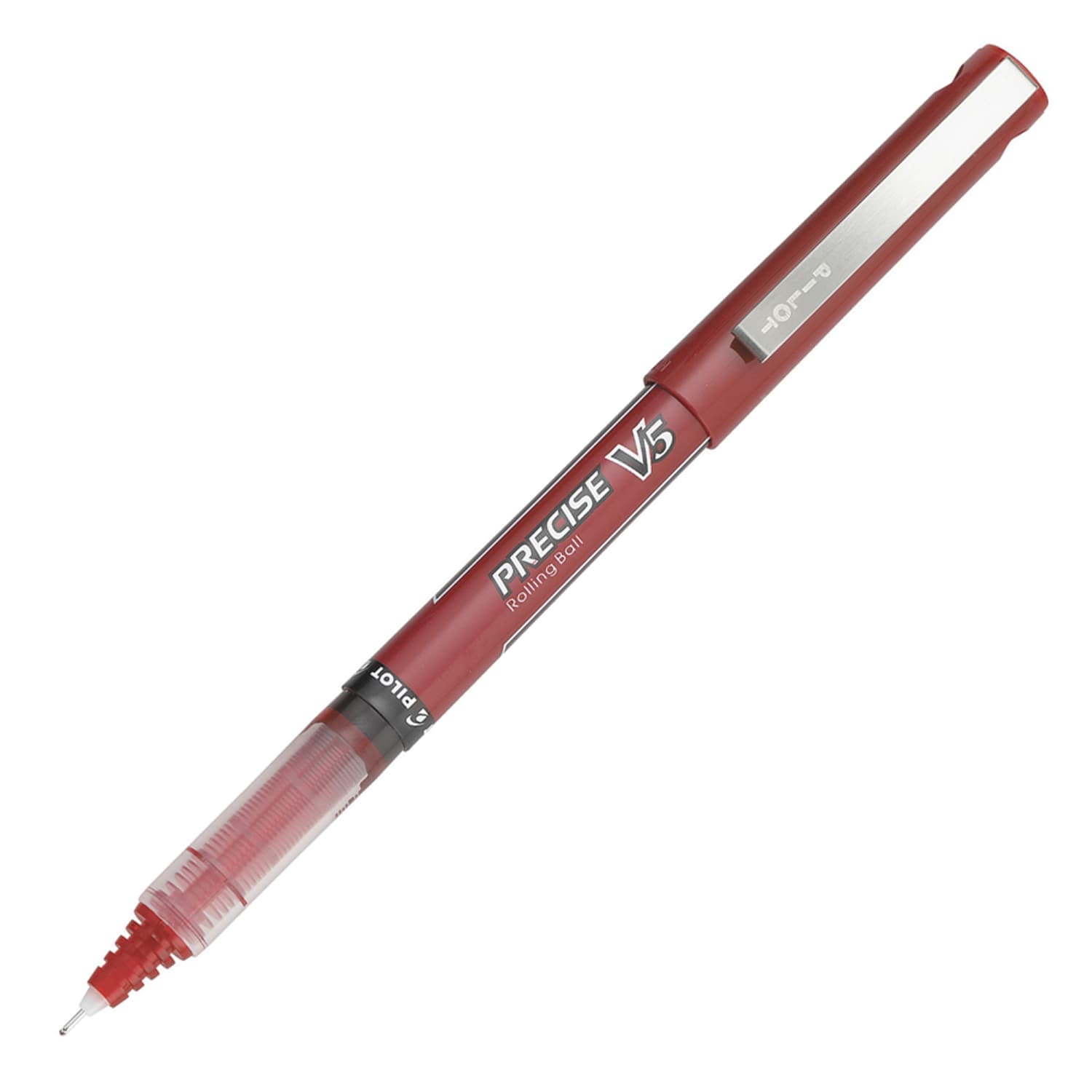 Pilot Precise V5 Liquid Ink Rollerball Pens, Extra Fine Point, 0.5 mm, Red Barrel, Red Ink, Pack Of 12 - Image 3