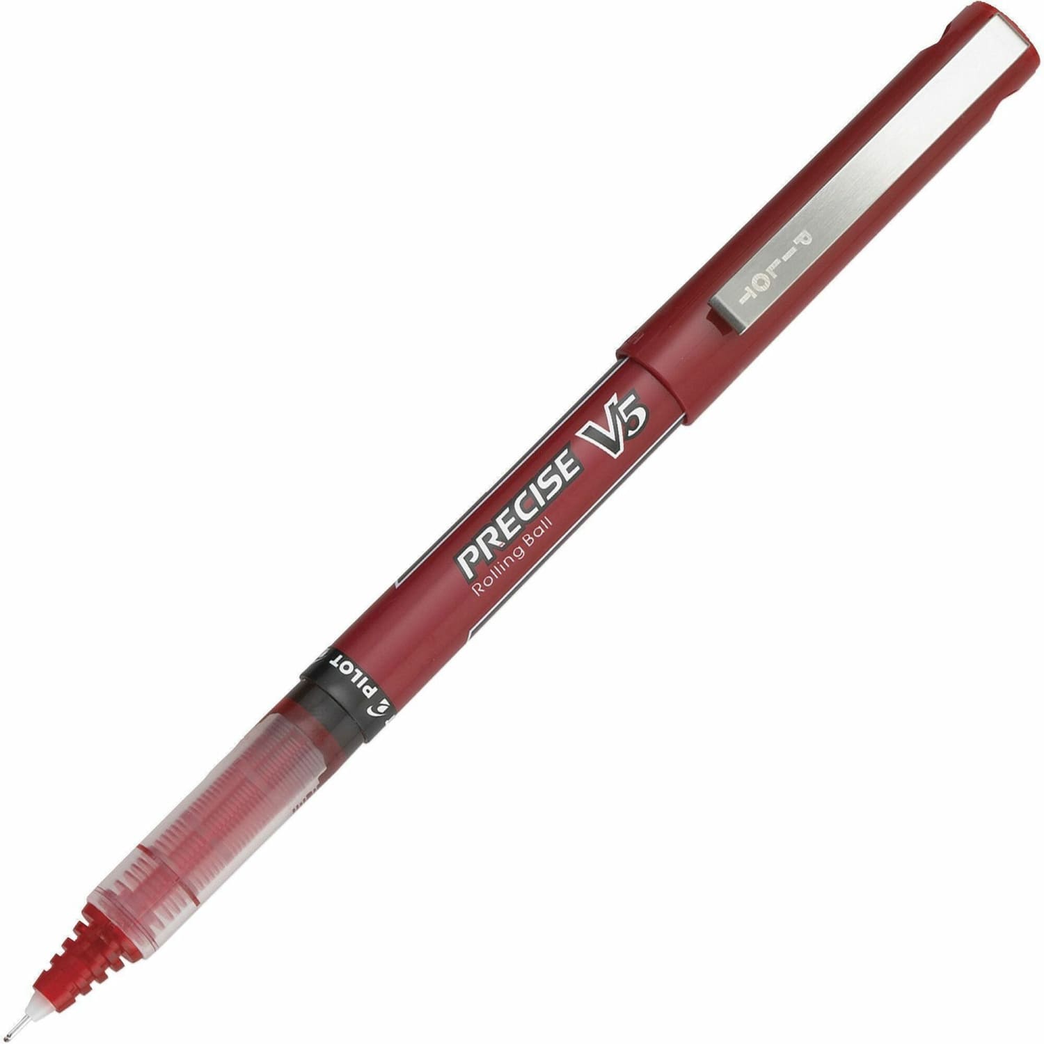 Pilot Precise V5 Liquid Ink Rollerball Pens, Extra Fine Point, 0.5 mm, Red Barrel, Red Ink, Pack Of 12 - Image 4