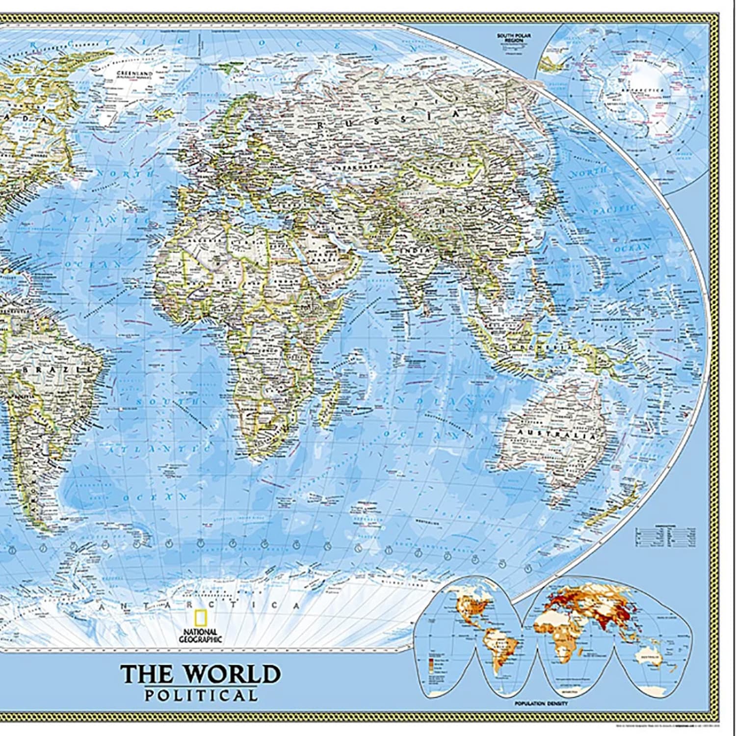 National Geographic World Classic Map, Enlarged and Laminated, 69.25in x 48in - Image 4