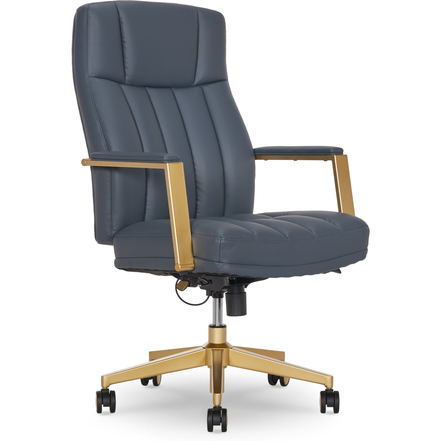 Thomasville Lyndale Ergonomic Faux Leather Mid-Back Office Chair, Dark Blue