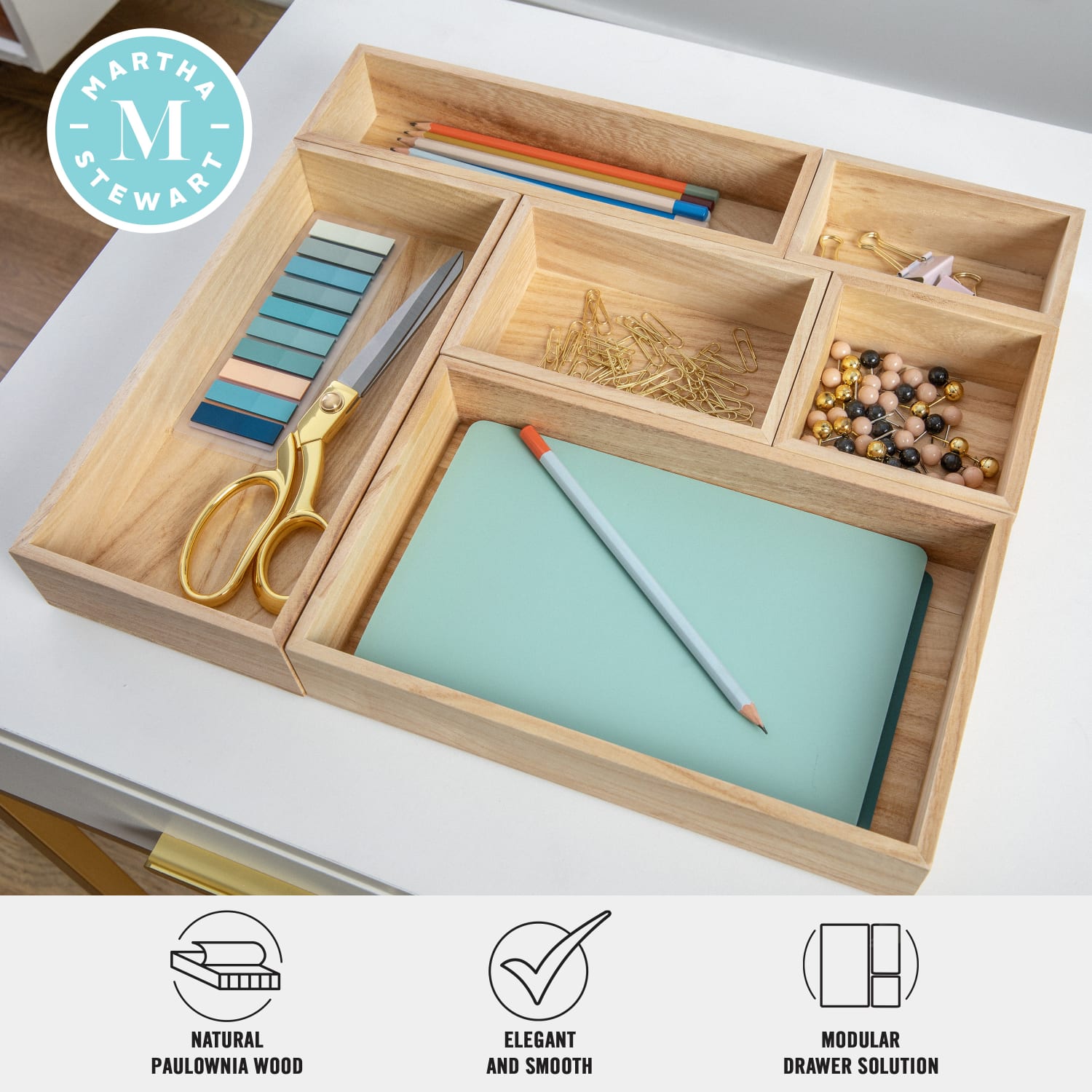 Martha Stewart Weston Office Desktop Organizer, 6inH x 12-1/2inW x 6-3/4inD, White - Image 4