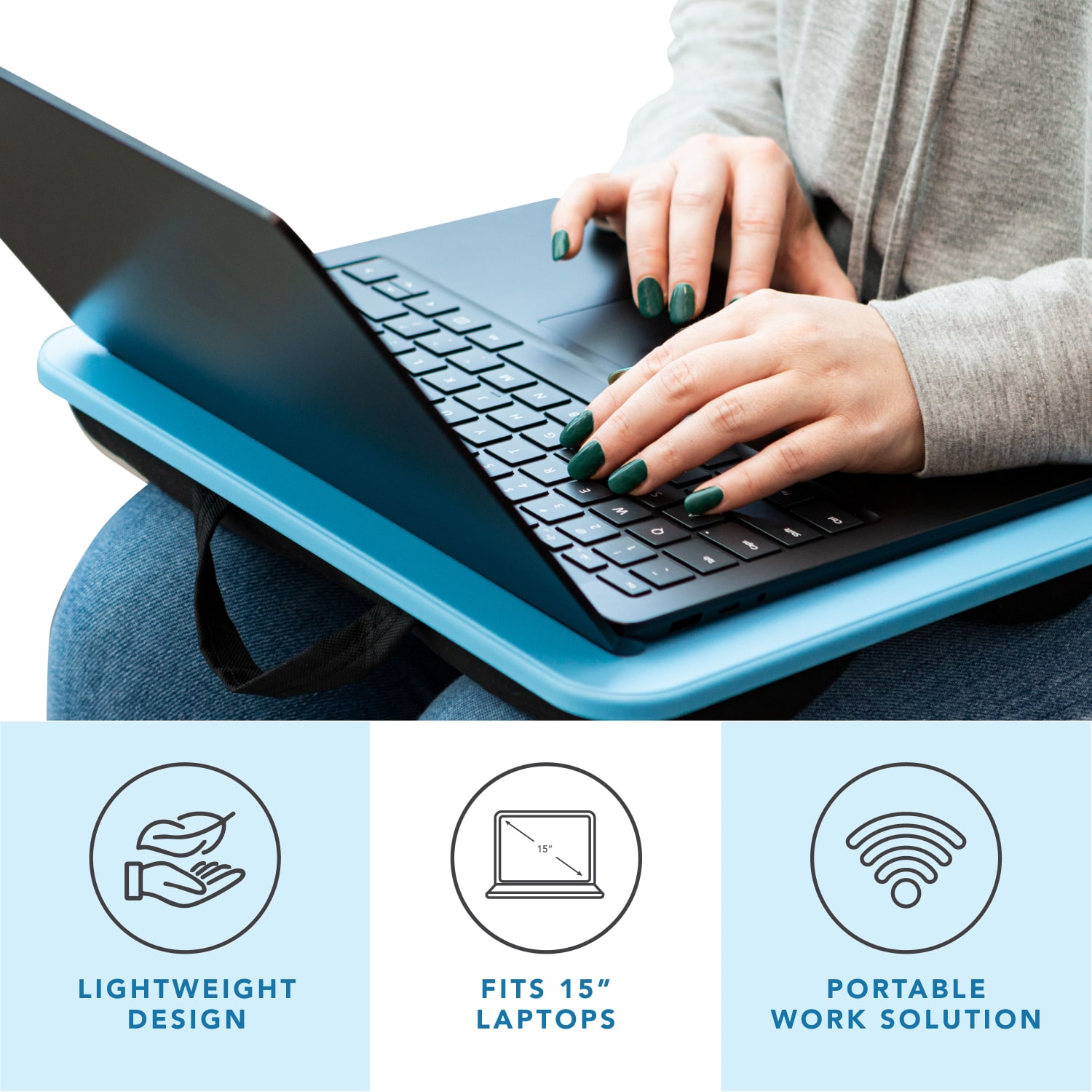 LapGear Compact Lap Desk, Alaskan Blue, Pack of 12 Desks - Image 4