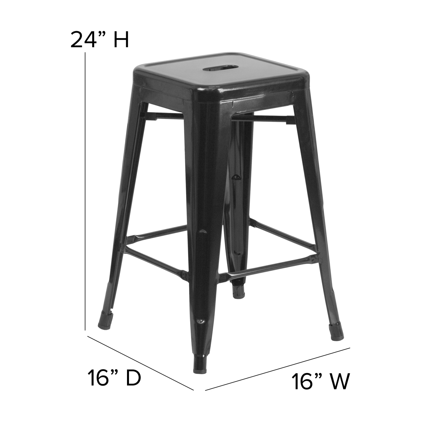 Flash Furniture 24inH Commercial Grade Metal Backless Counter Stool Black PopularChairscom