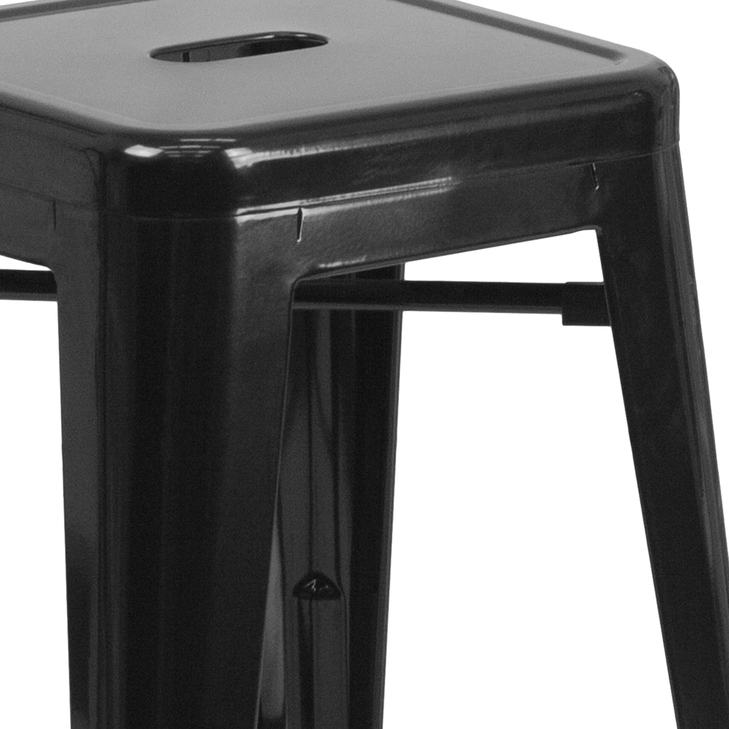 Flash Furniture 24inH Commercial Grade Metal Backless Counter Stool Black PopularChairscom