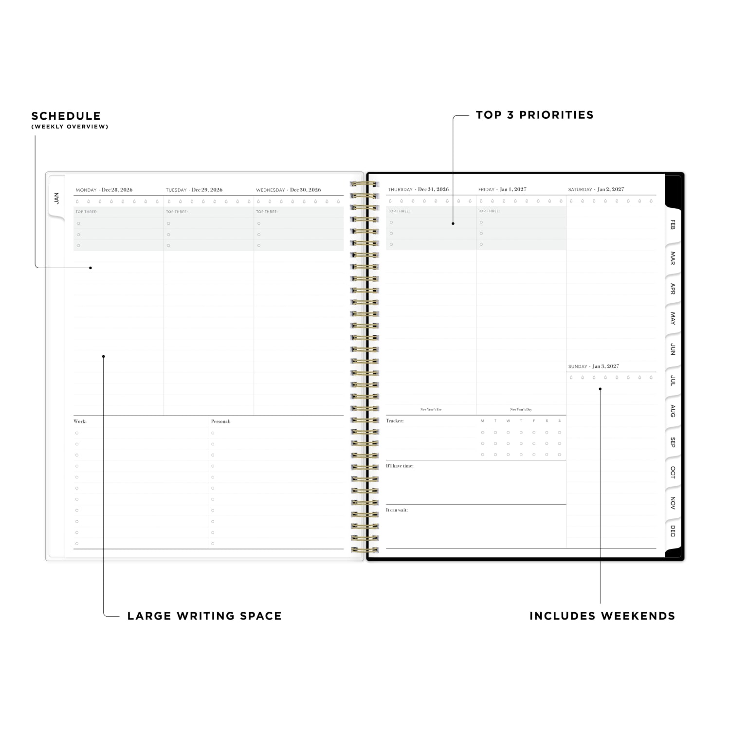 2027 Blue Sky Darcy Black Clear Weekly/Monthly Planning Calendar, 8.5x11, Safety Wirebound Safety, 158999 - Image 3