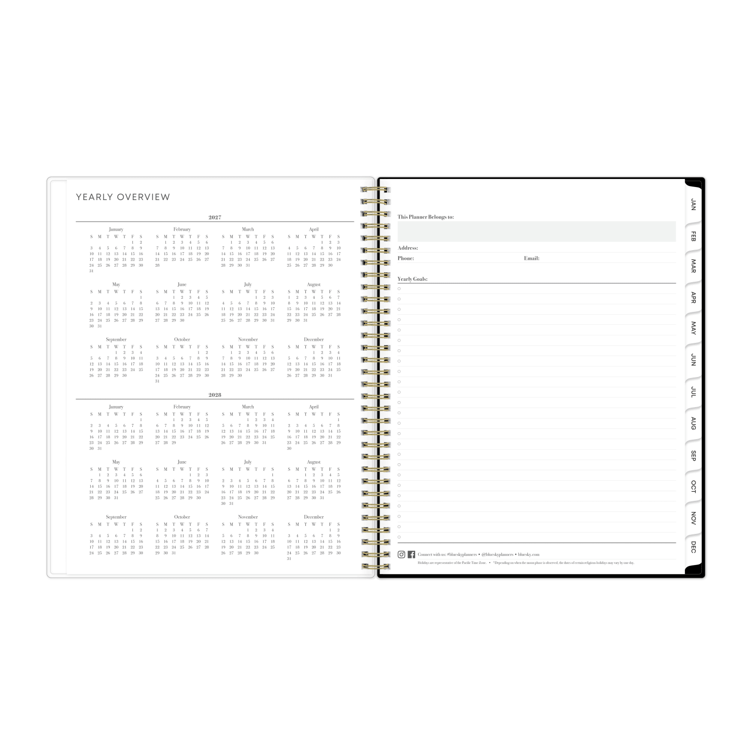 2027 Blue Sky Darcy Black Clear Weekly/Monthly Planning Calendar, 8.5x11, Safety Wirebound Safety, 158999 - Image 5