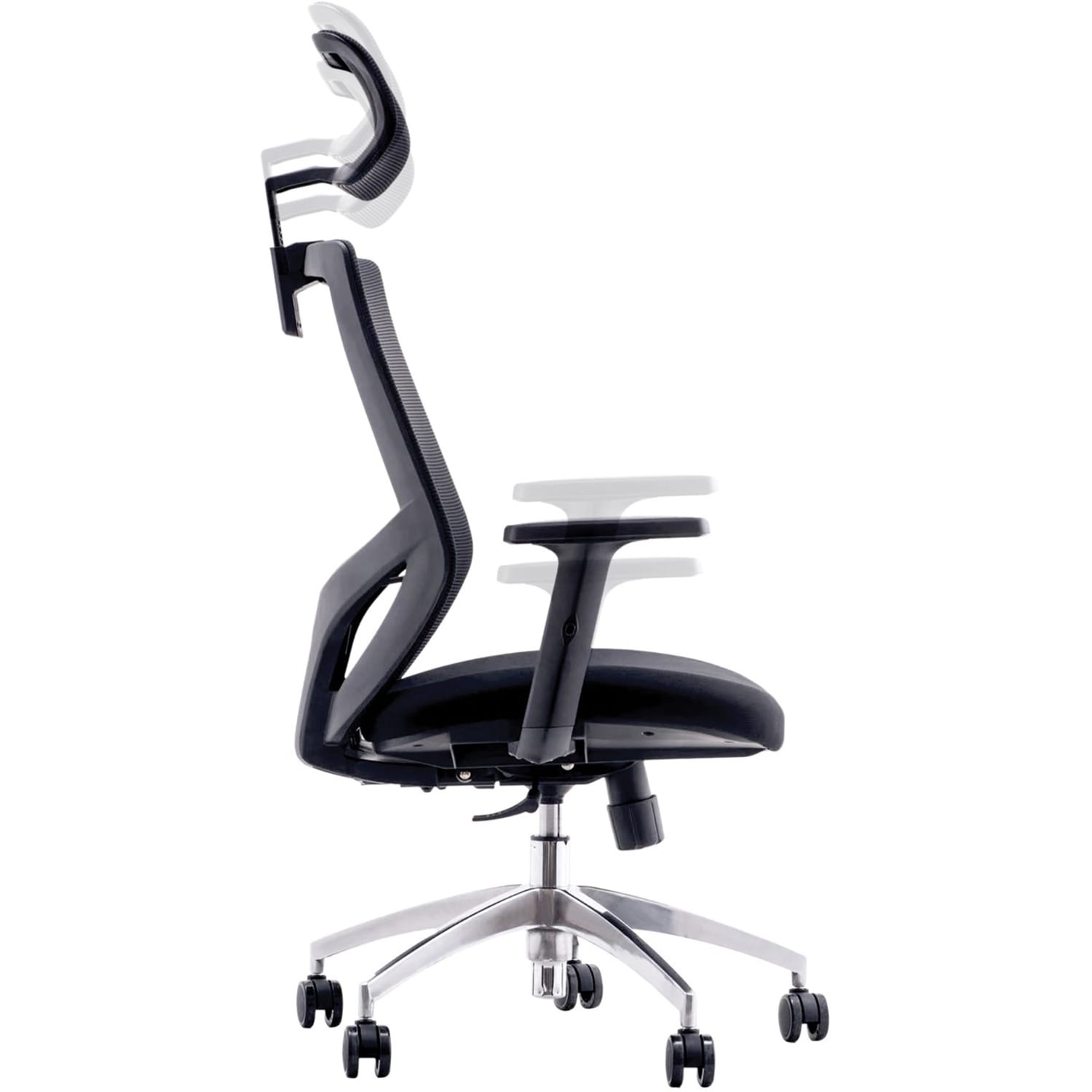 Urban Factory Ergo: Adjustable Office Chair - 5-star Base - Black - Fabric, Rubber, Steel, Chrome, Plastic - Armrest - Image 3