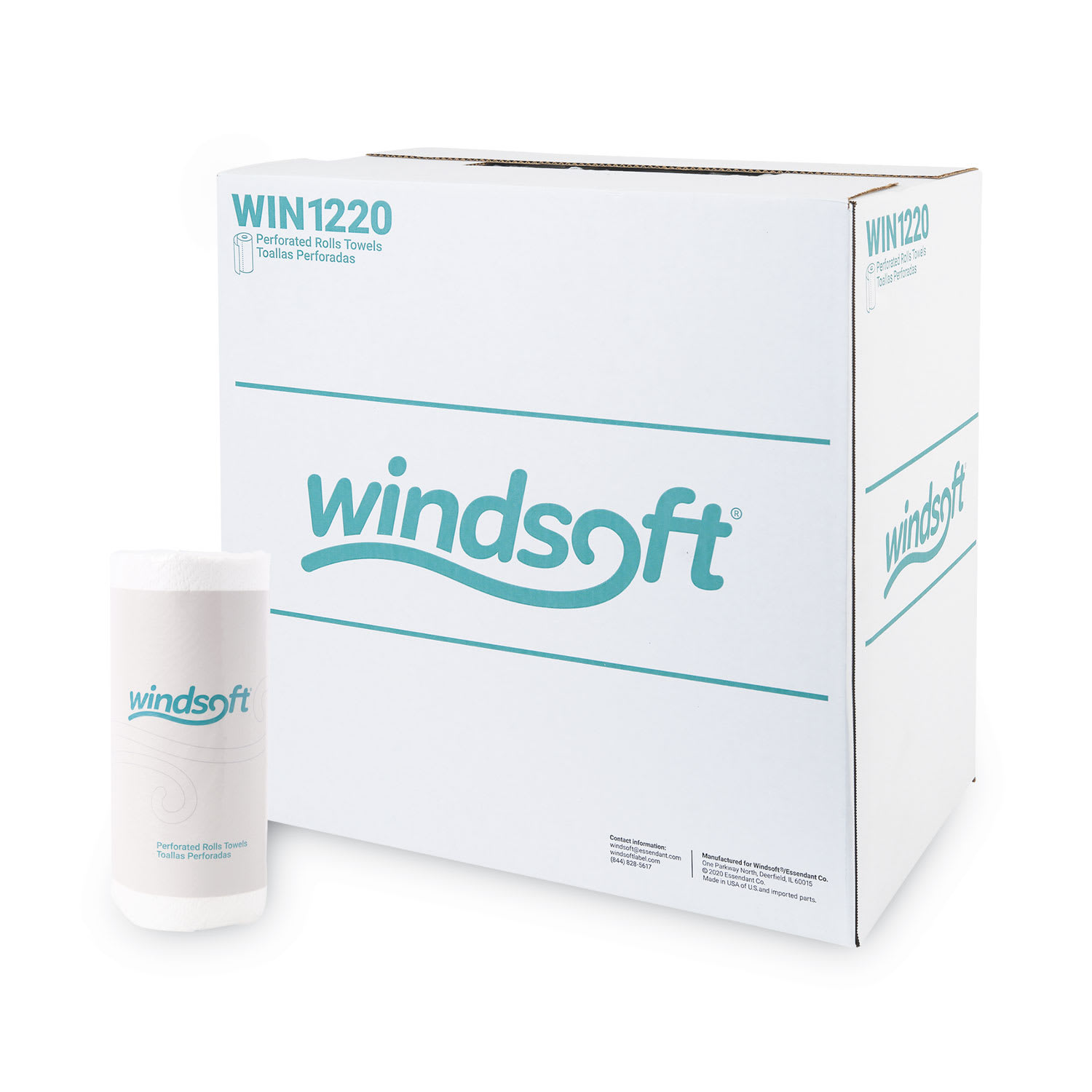WindsoftKitchen Roll Towels, 2-Ply, 11 x 8.8, White, 100/Roll, 30 Rolls/Carton - Image 4