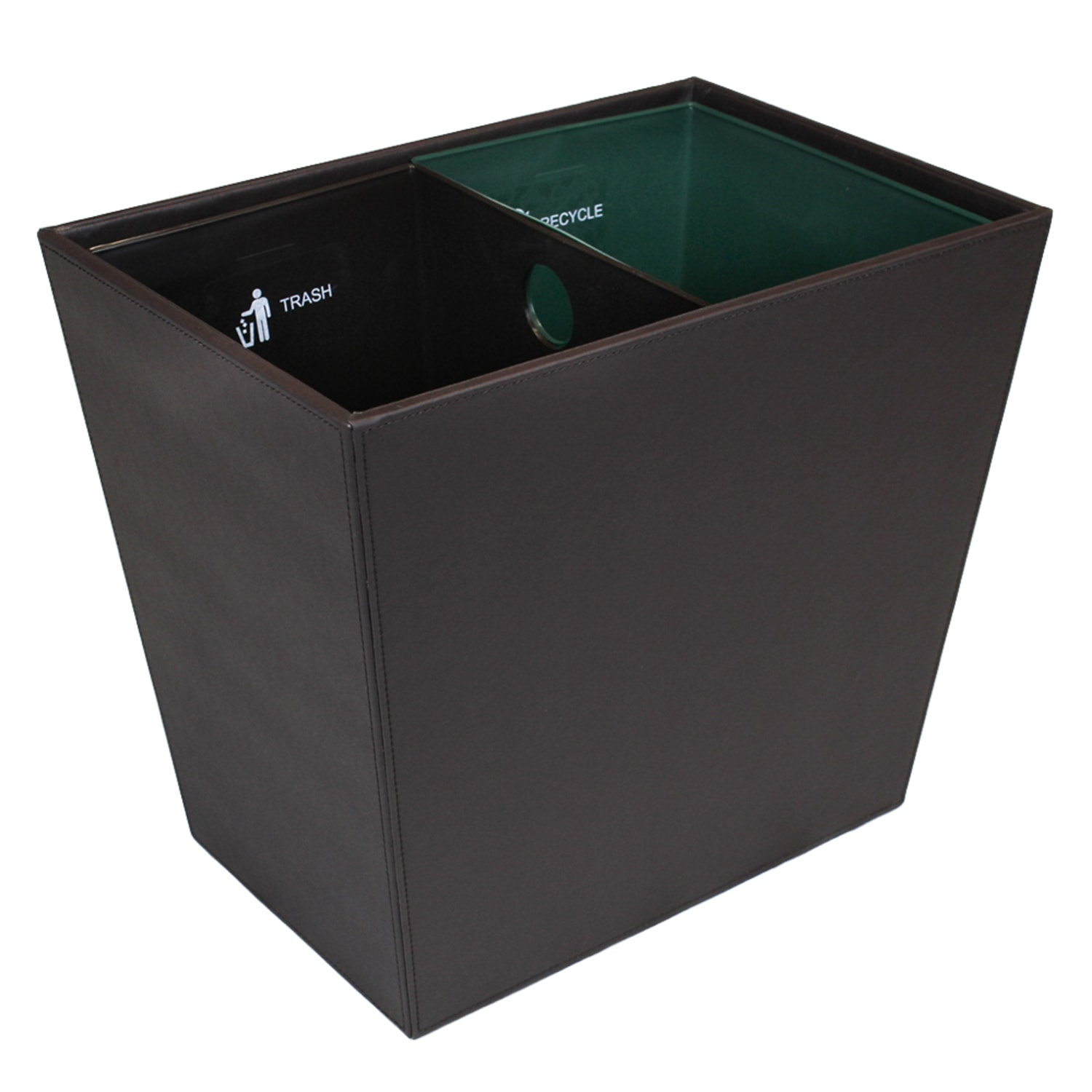 Hospitality Source Large Waste/Recycle Bins, 22.5 Quarts, Dark Brown, Set Of 6 Bins - Image 3