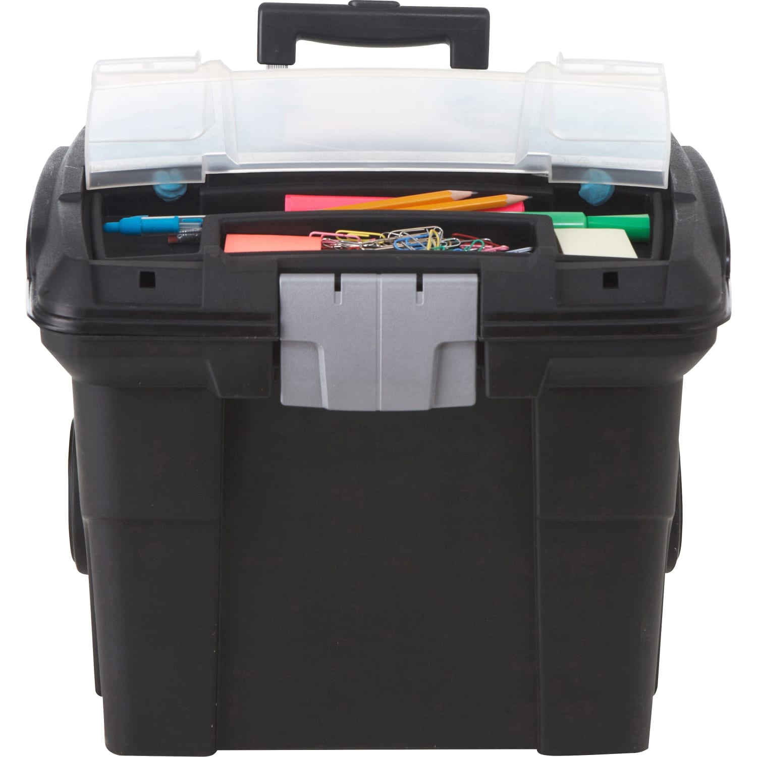 Storex Premium File Cart With Telescopic Handle, 80% Recycled, 15in x 16 7/16in x 17in, Silver/Black - Image 5
