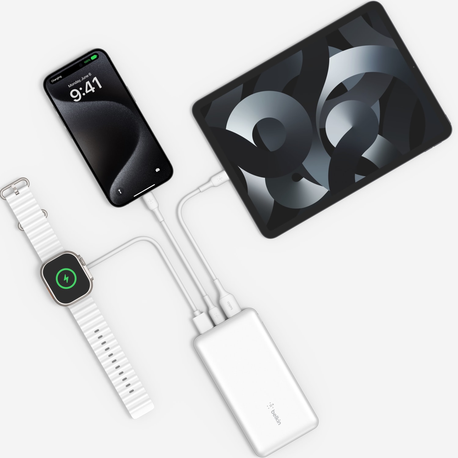 Belkin BoostCharge Power Bank, 10K, For Iphone/Samsung/Google Pixel, White, BPB011BTWH - Image 5