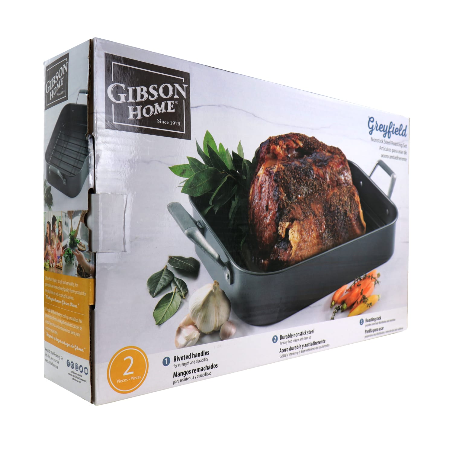 Gibson Home Greyfield 2-Piece Steel Non-Stick Roasting Rack Set, Gray - Image 6