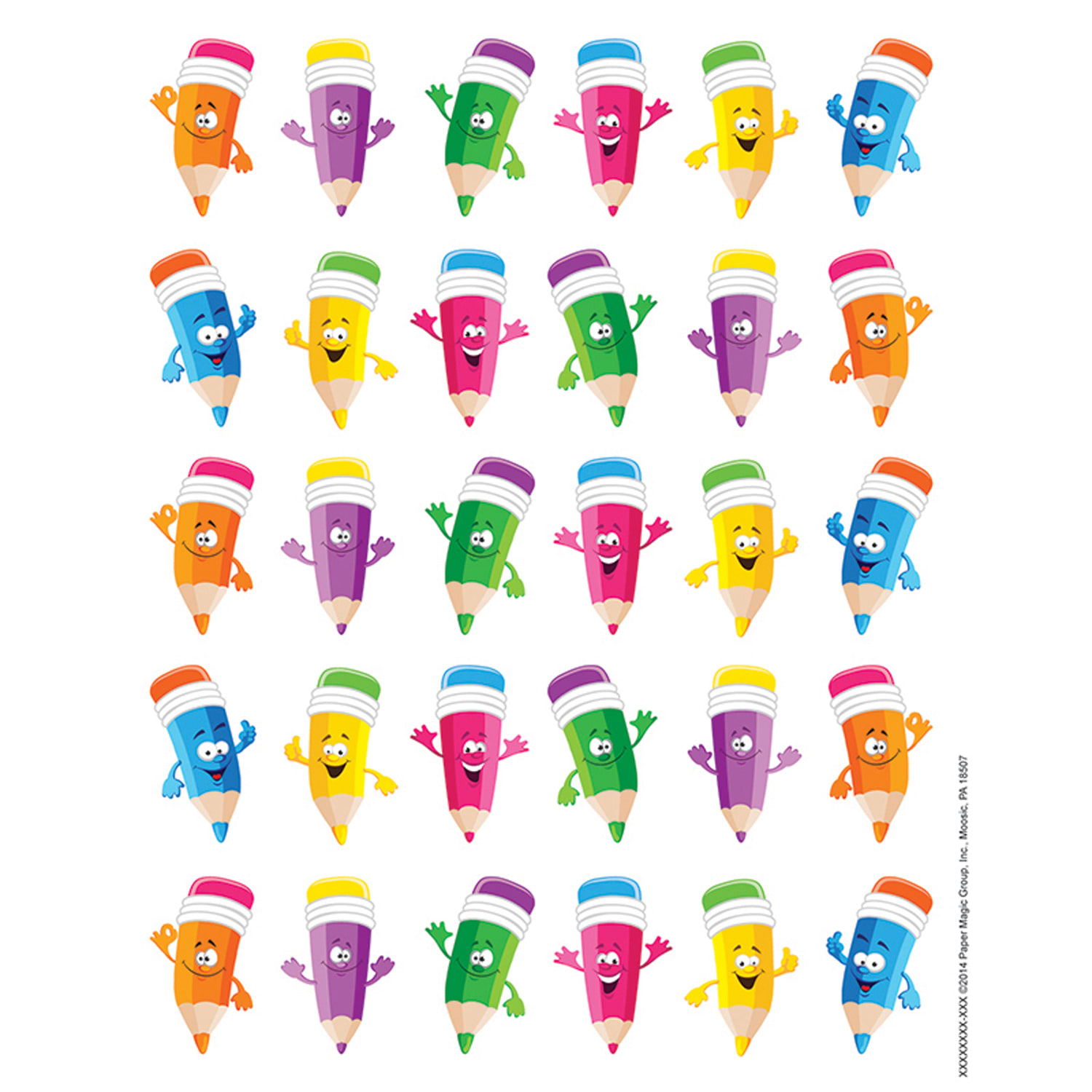 Eureka Theme Stickers, Pencil Smiley Faces, 120 Stickers Per Pack, Set Of 12 Packs - Image 3