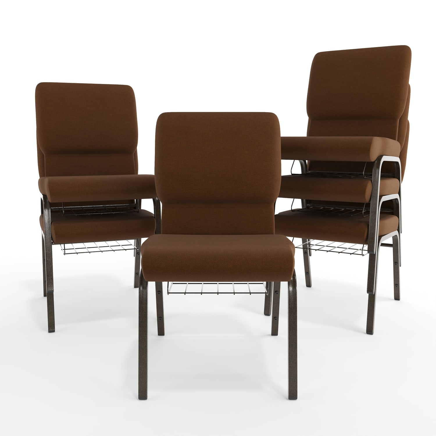Flash Furniture HERCULES Church Chair With Book Rack, Brown/Gold Vein - Image 12