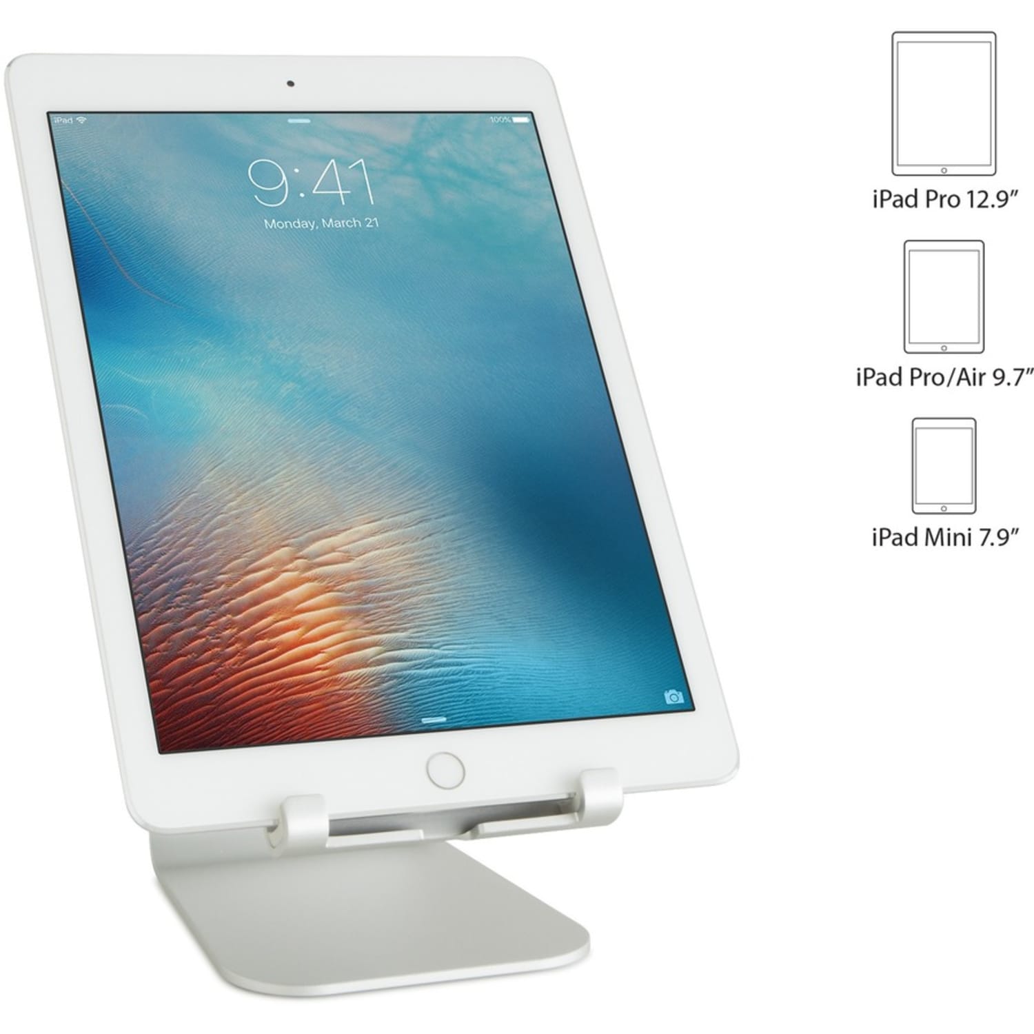 Rain Design mStand tablet stand - Silver - Angled stand provides a comfortable view. Cable outlet for easy management. - Image 5