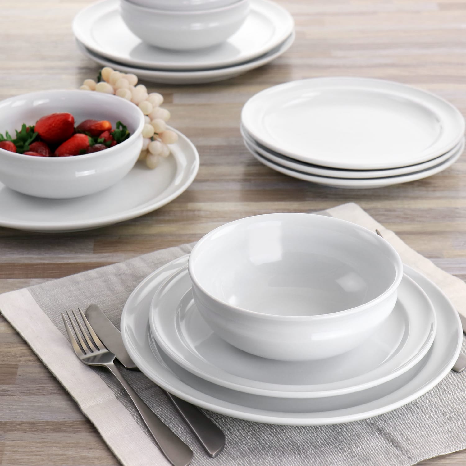 Martha Stewart Hillington 12-Piece Fine Ceramic Dinnerware Set, White - Image 6