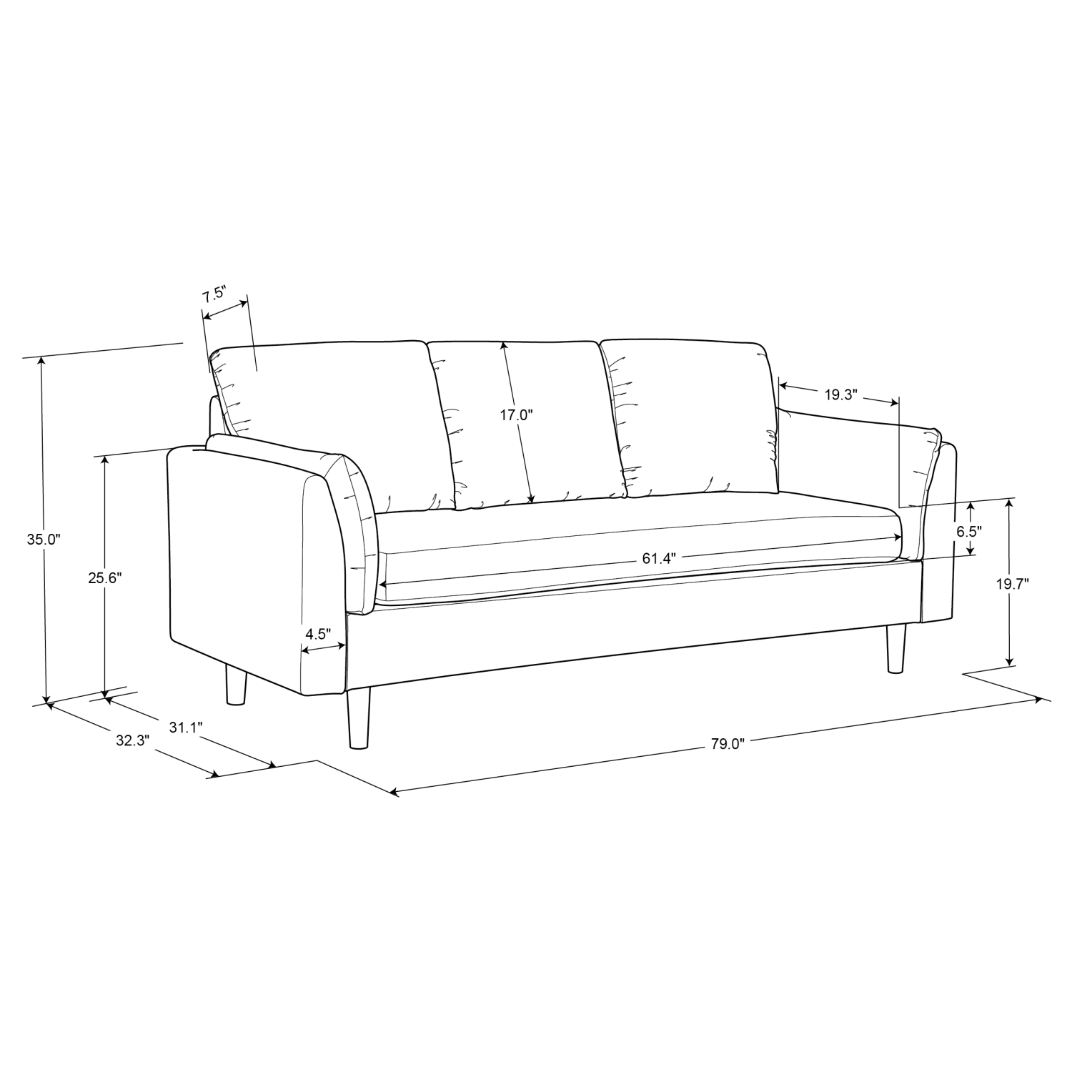 Lifestyle Solutions Santiago Polyester Sofa 35inH x 79inW x 32516inD Light Gray PopularChairscom Lifestyle Solutions Santiago Polyester Sofa 35inH x 79inW x 32 516inD Light Gray PopularChairscom