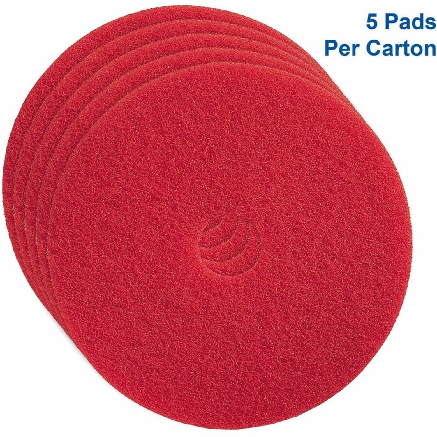 Genuine Joe Red Buffing Floor Pad - 20in Diameter - 5/Carton x 20in Diameter x 1in Thickness - Buffing, Scrubbing, Floor - 175 rpm to 350 rpm Speed Supported - Flexible, Resilient, Rotate, Dirt Remover - Fiber - Red - Image 4