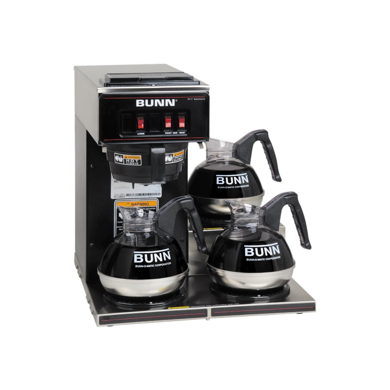 BUNN 12-Cup Low-Profile Pourover Coffee Brewer With 3 Warmers, Stainless Steel - Image 4