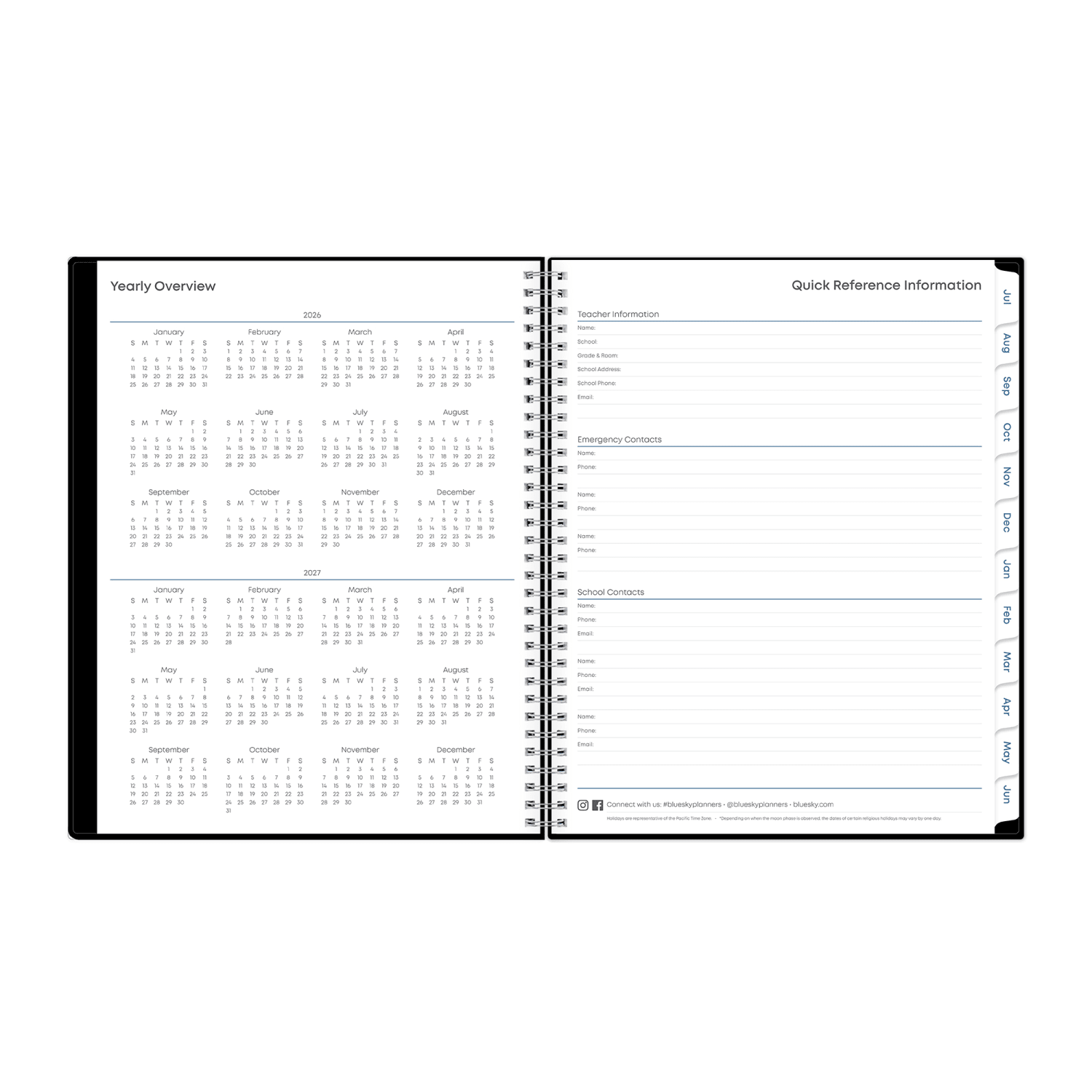 Teacher Lesson Planner BS Solid Black PP 8.5x11 AY26-27 W/M - Image 6