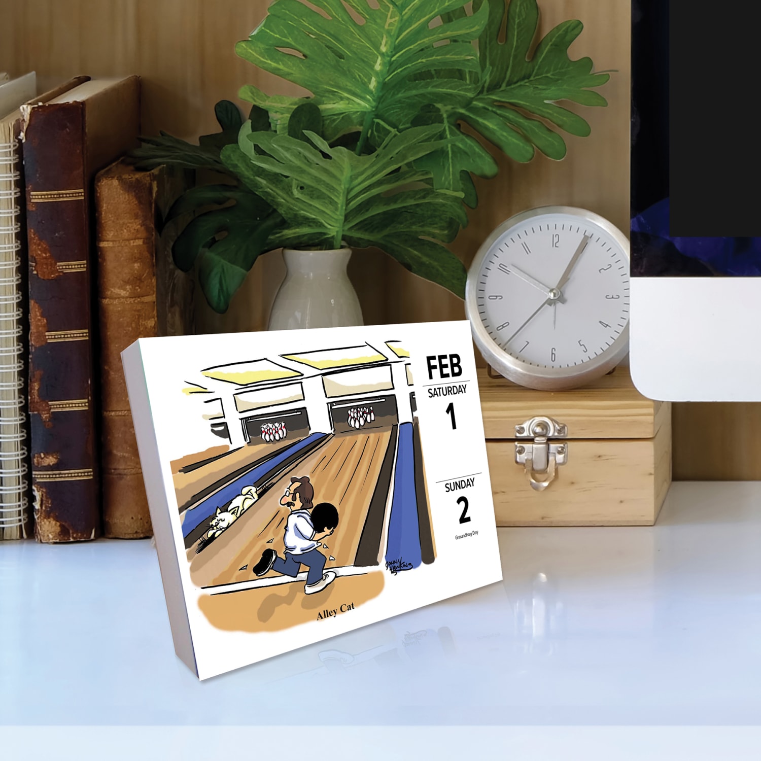 2025 Willow Creek Press Daily Desk Box Calendar, 5-1/2in x 6-1/4in, Cat Cartoon-A-Day by Jonny Hawkins, January to December 2025, 40713 - Image 4