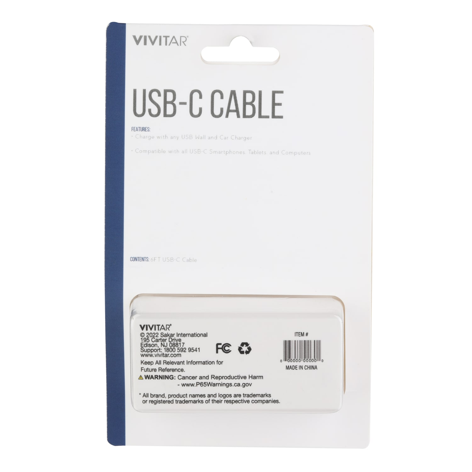 Vivitar USB-A To USB-C Cable, 6ft, White, NIL4006-WHT-STK-24 - Image 3